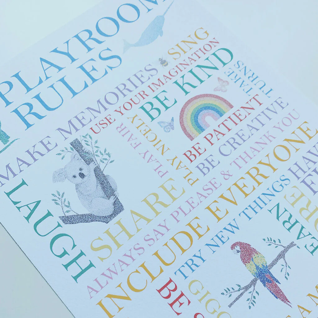 Children's Playtime Rules Print with Illustrations - Image 2