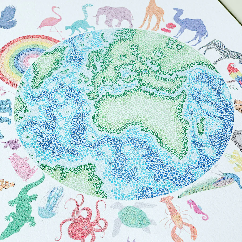 Children's World Print with Illustrations - Image 3