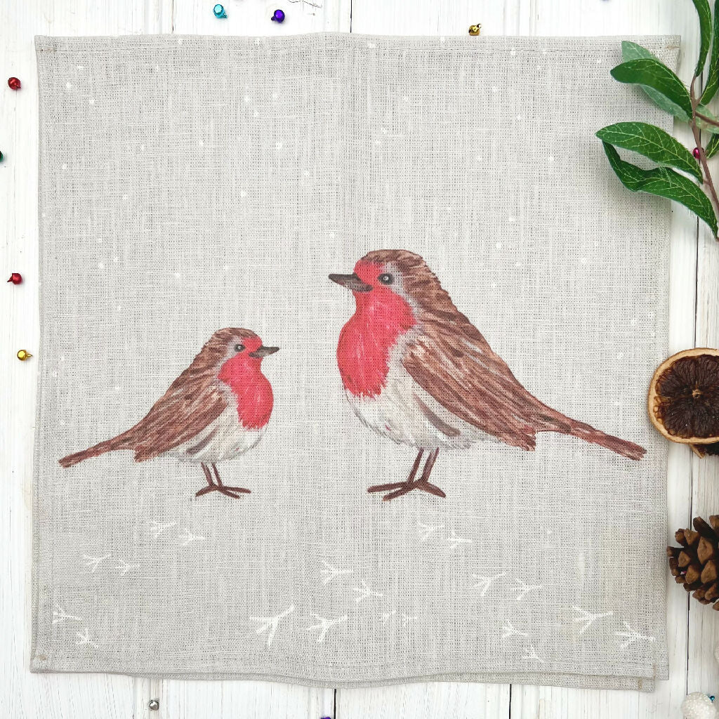 Christmas Linen Napkin Crackers - Little Red Robins - Image 8