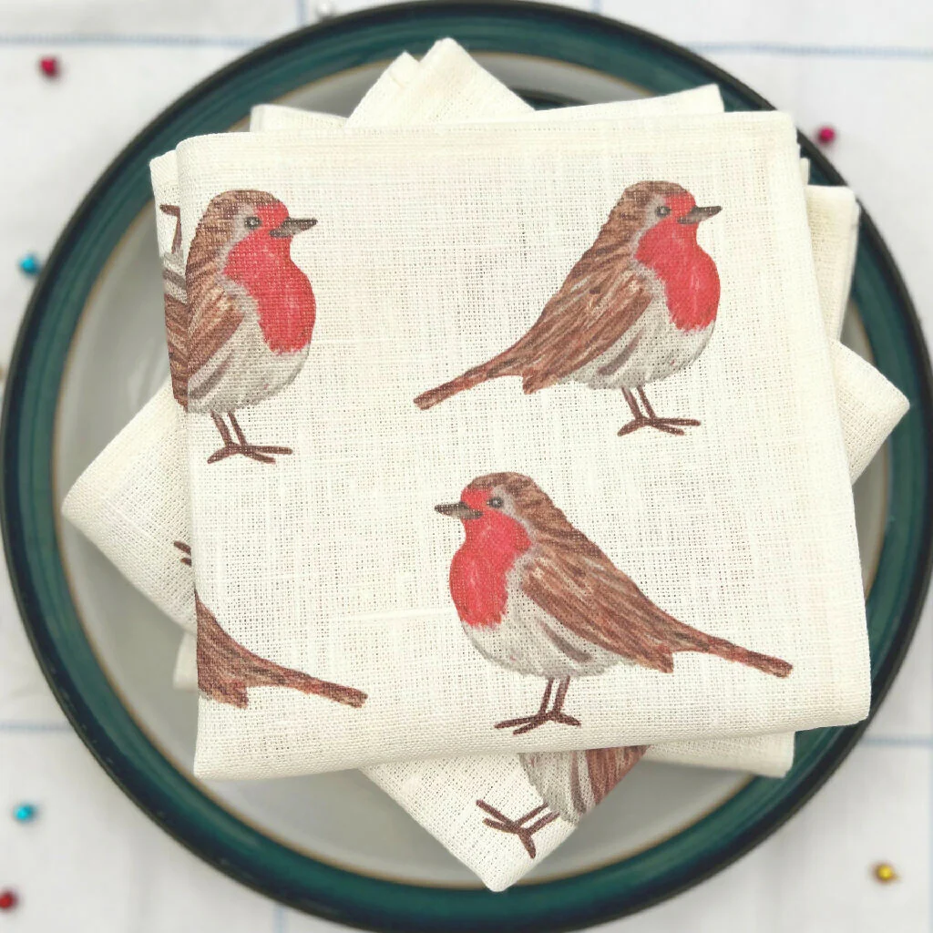 Christmas Linen Napkins - Red Robins Designs - Image 3
