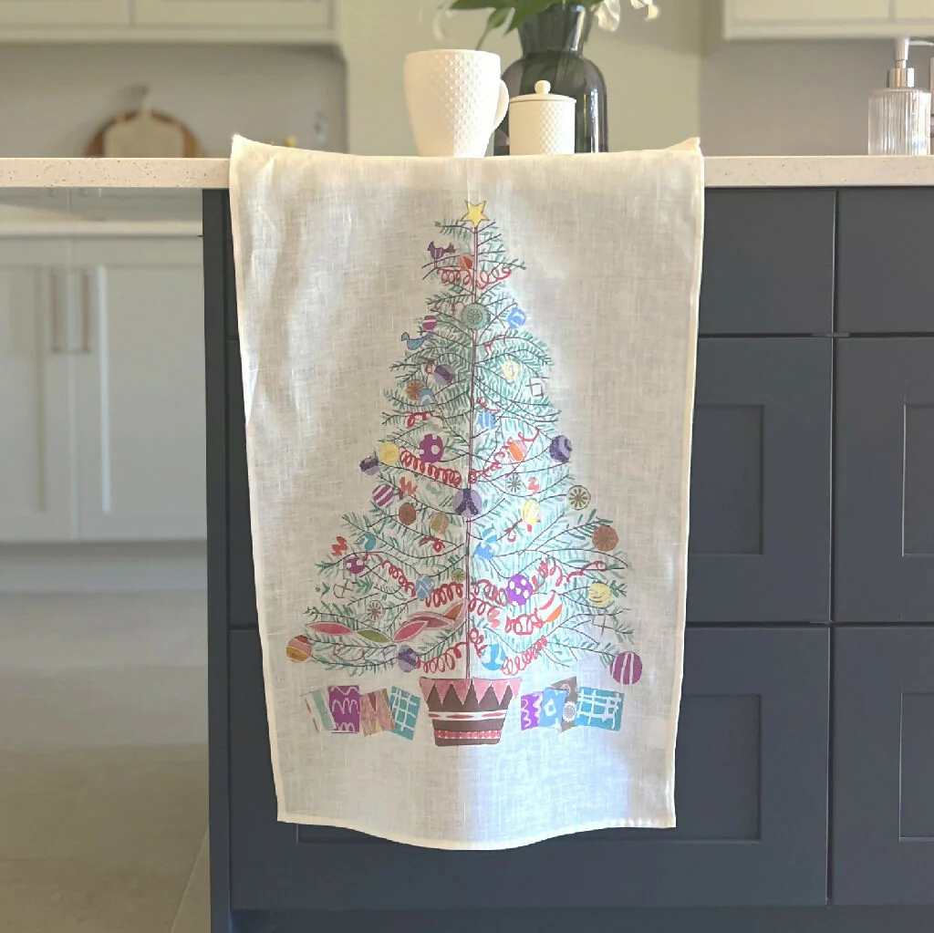Christmas Linen Tea Towel - Image 3