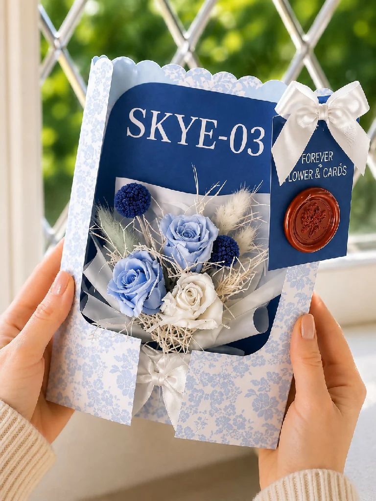 Forever Rose Flower Card -Handmade in the UK with real preserved roses that last for months - Image 4