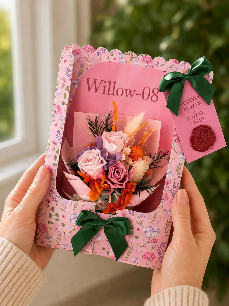 Forever Rose Flower Card -Handmade in the UK with real preserved roses that last for months - Image 8
