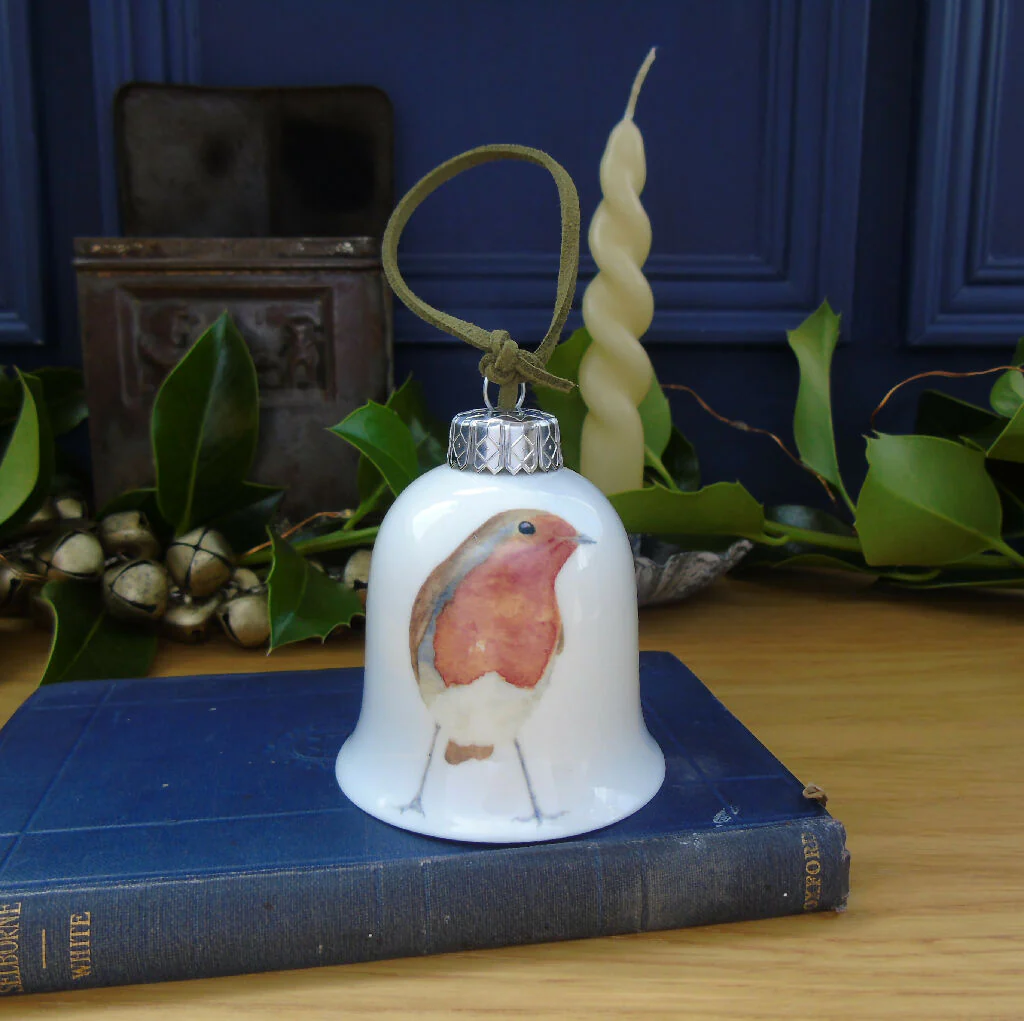 Christmas Robin Fine Bone China Bell Decoration - Image 5