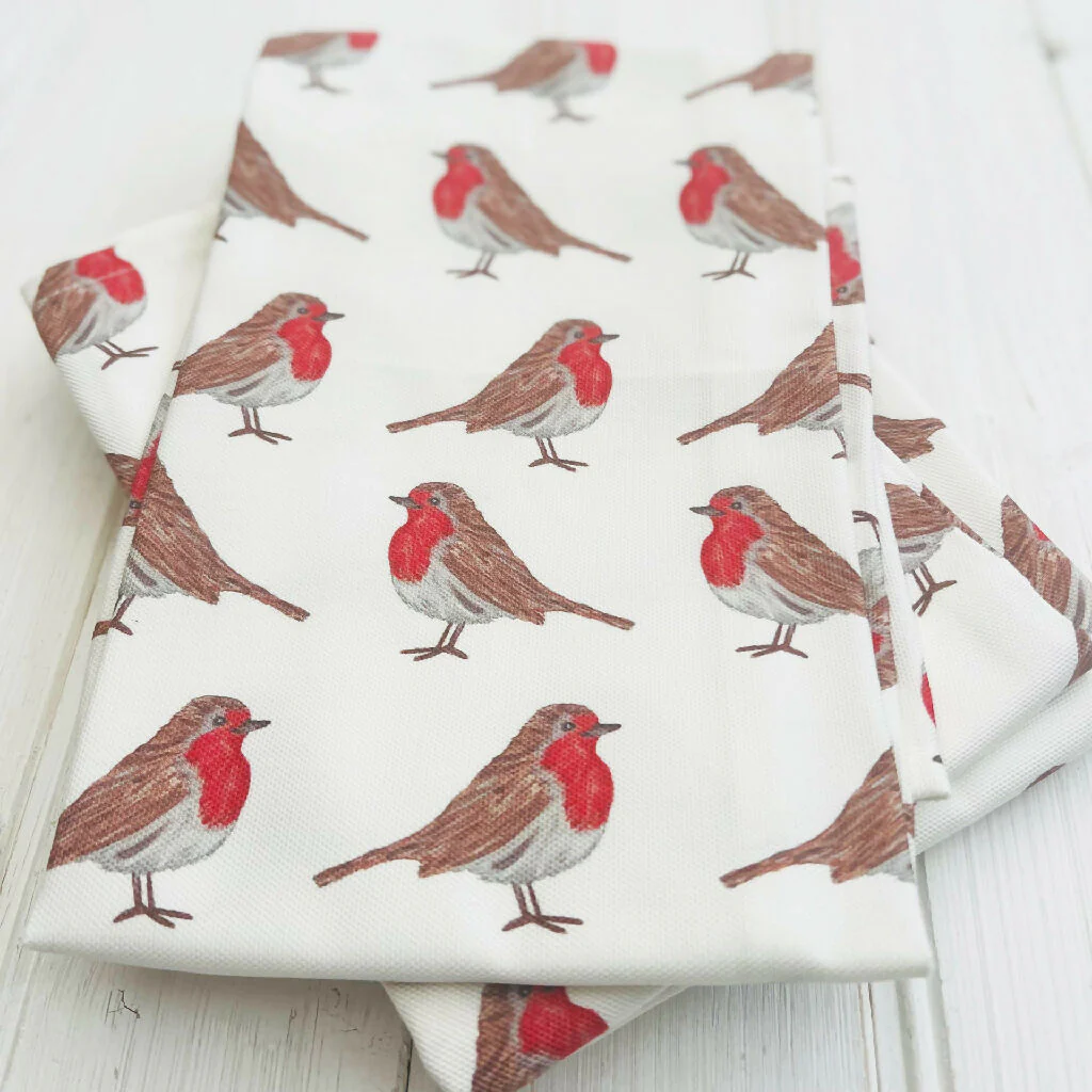 Christmas Robins Organic Cotton Tea Towel - Image 4