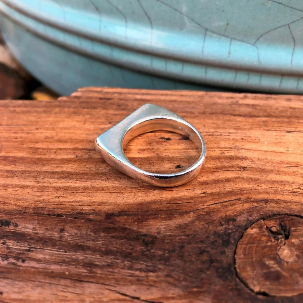 Chunky Cornish Sterling Silver Signet Ring - Image 2