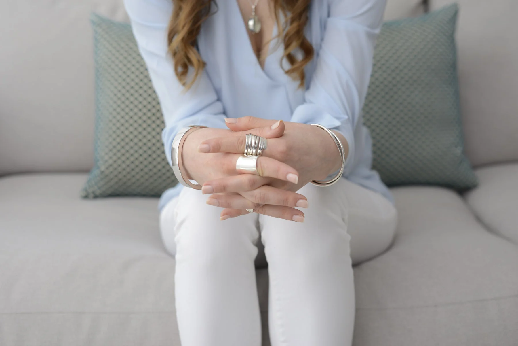 Chunky Organic Shaped Wide Silver Ring with an Open Back - Image 2