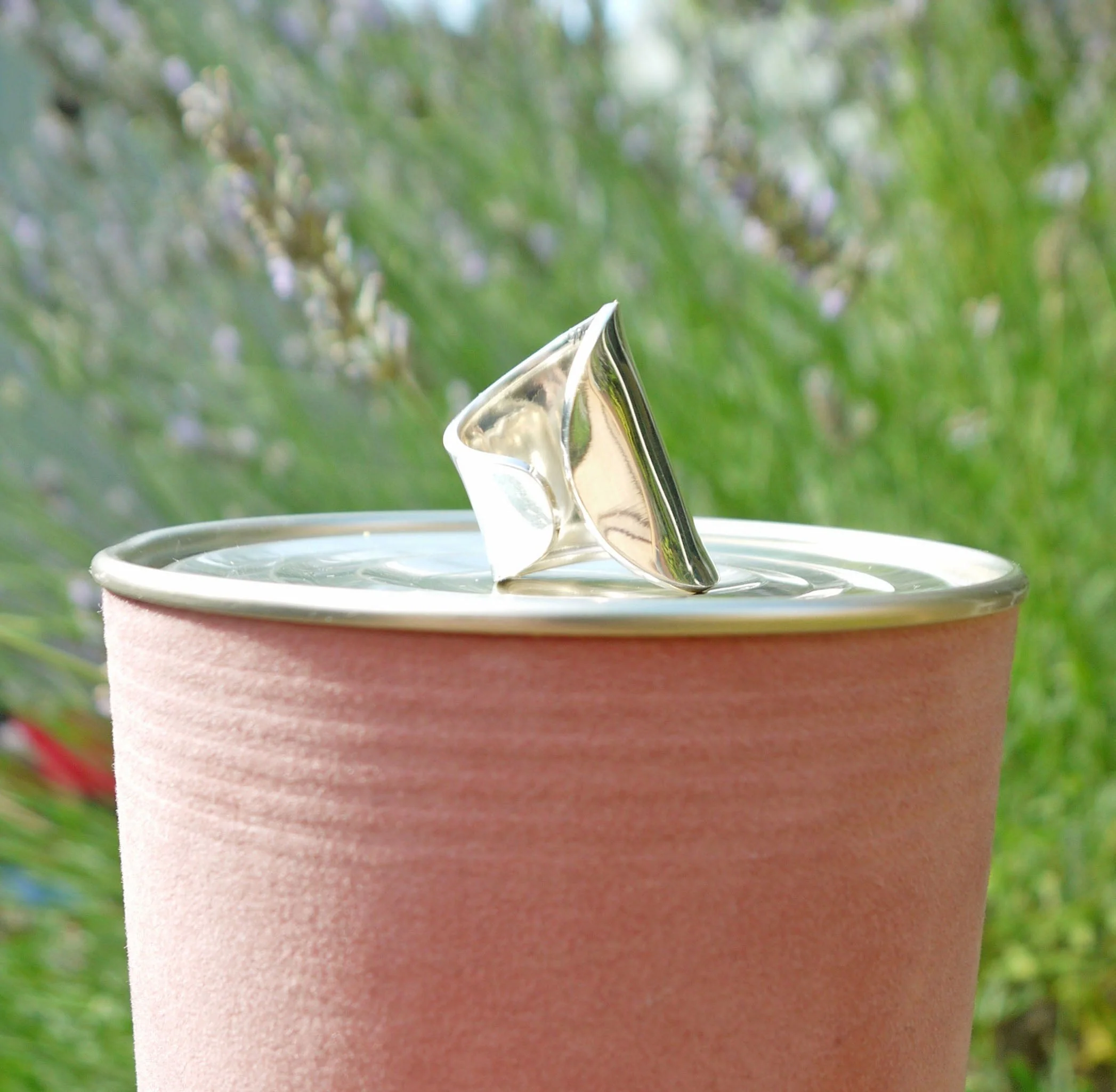 Chunky Organic Shaped Wide Silver Ring with an Open Back - Image 4