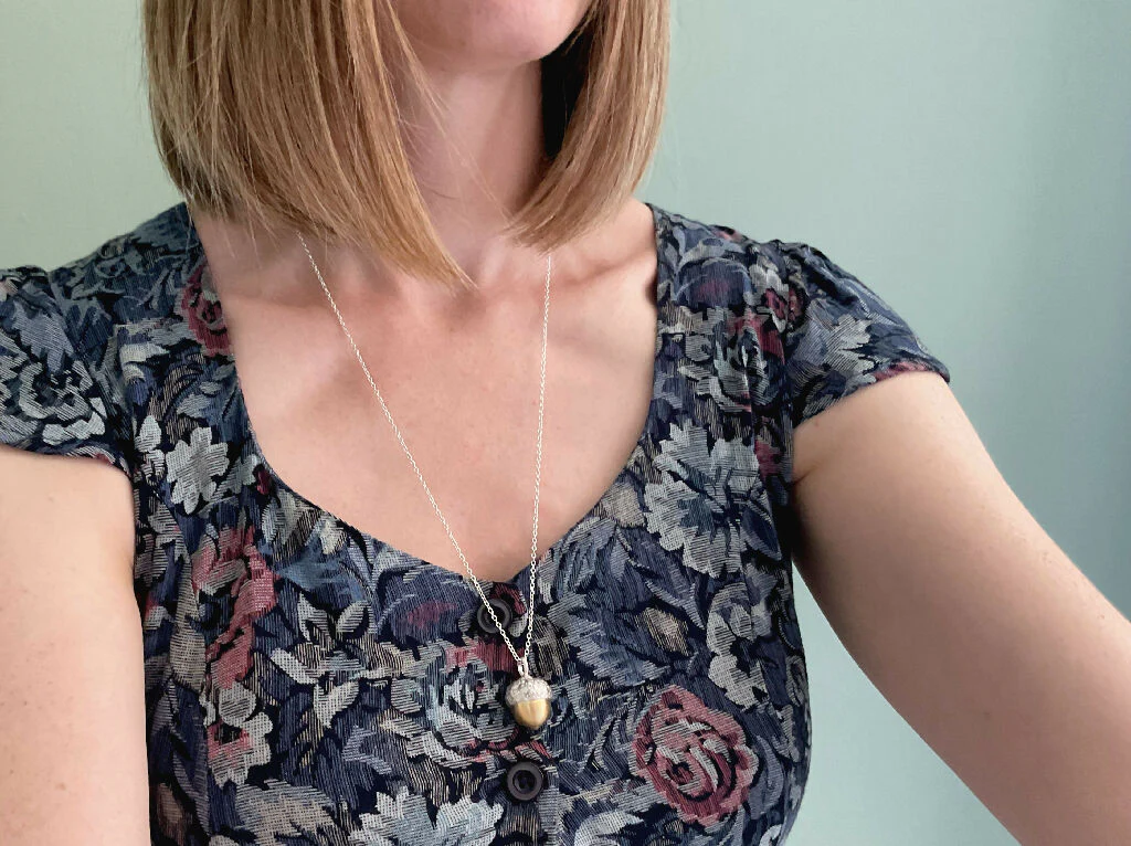 Chunky Silver & Brass Acorn Necklace - Image 7