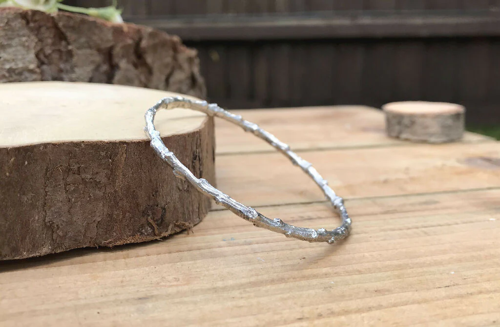 Chunky Silver Twig Bangle - Image 3