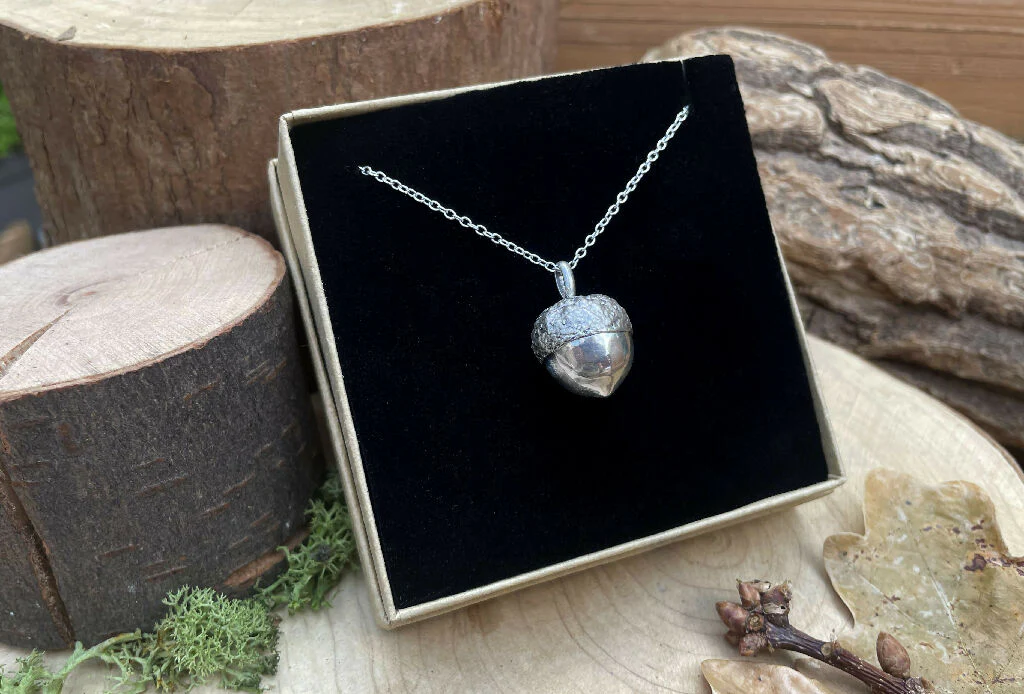 Chunky Sterling Silver Acorn Necklace - Image 10