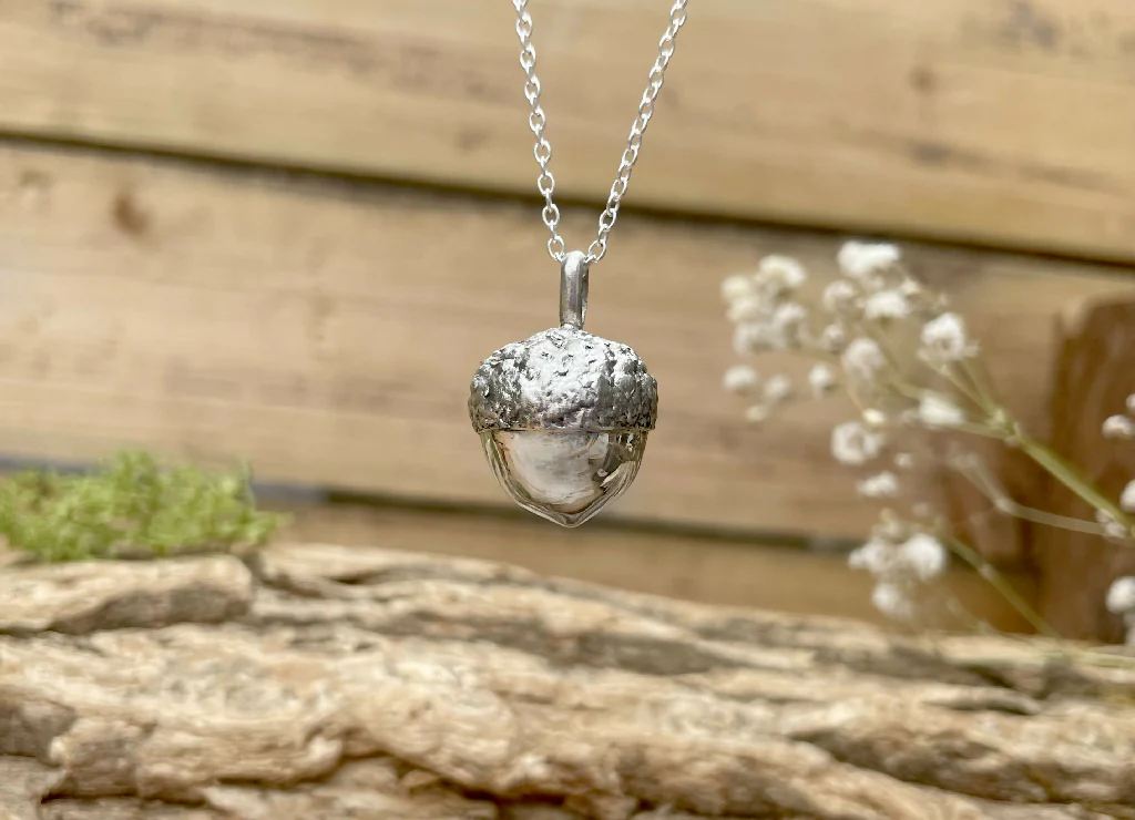 Chunky Sterling Silver Acorn Necklace - Image 6