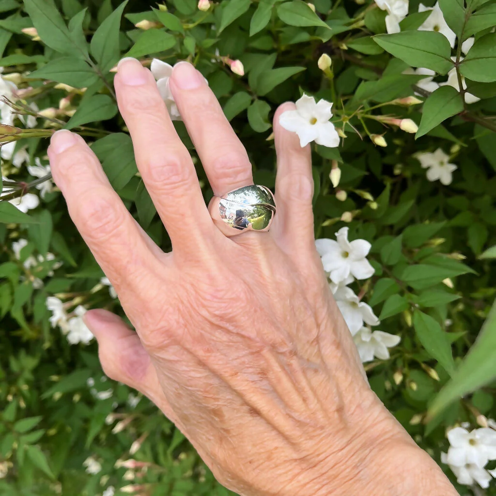 Chunky Sterling Silver Triple Crossover Ring with Polished Finish - Image 3