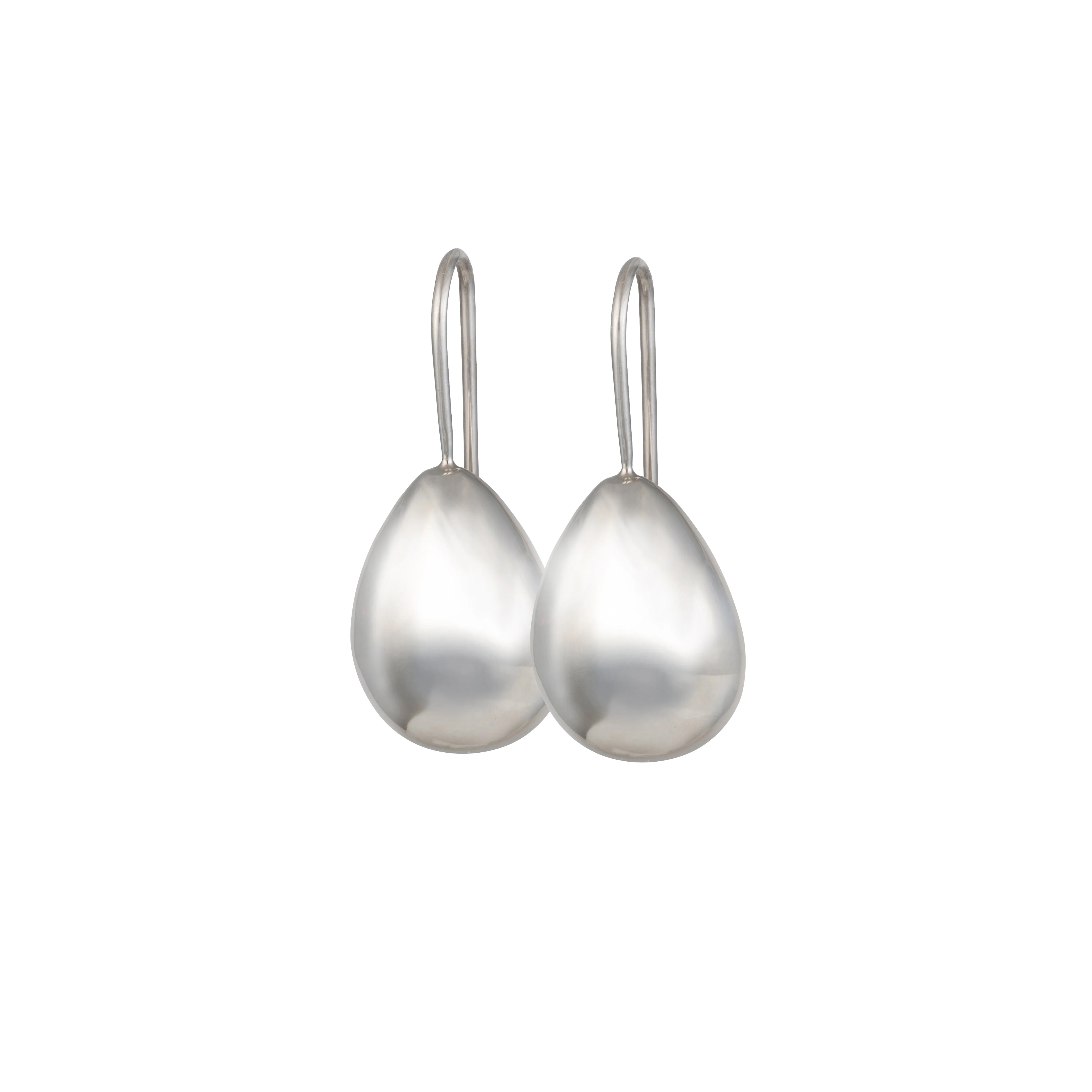 Chunky Teardrop Shaped Sterling Silver Hook Earrings - Image 2