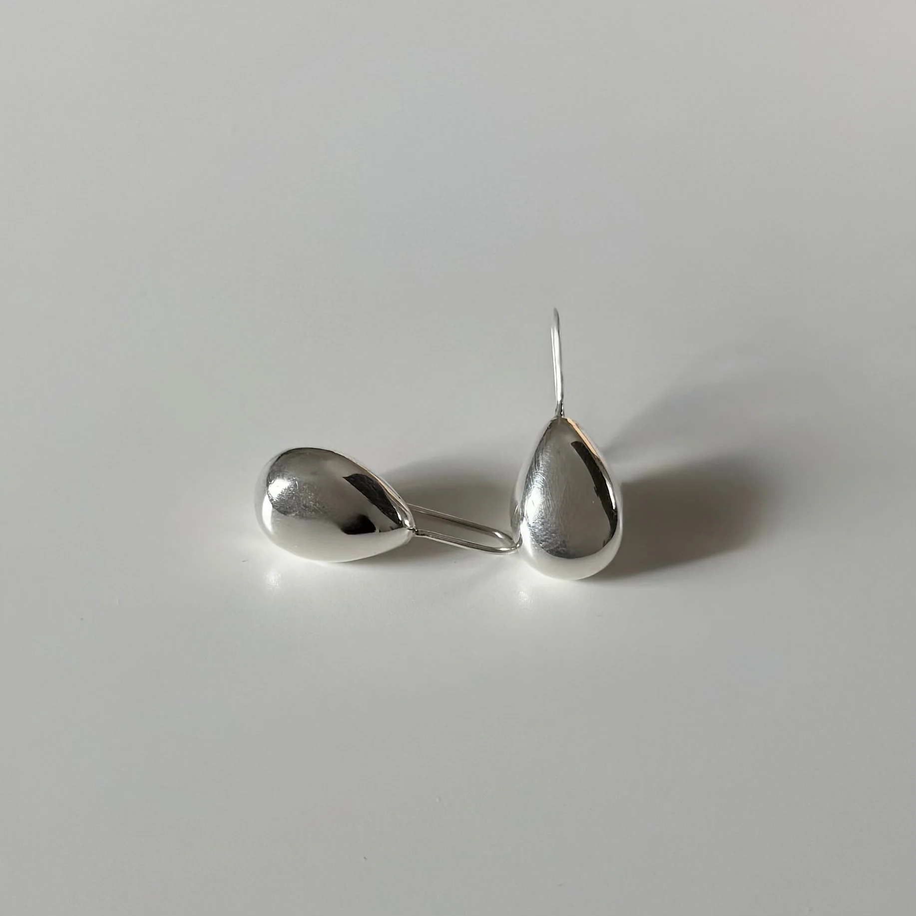 Chunky Teardrop Shaped Sterling Silver Hook Earrings - Image 4