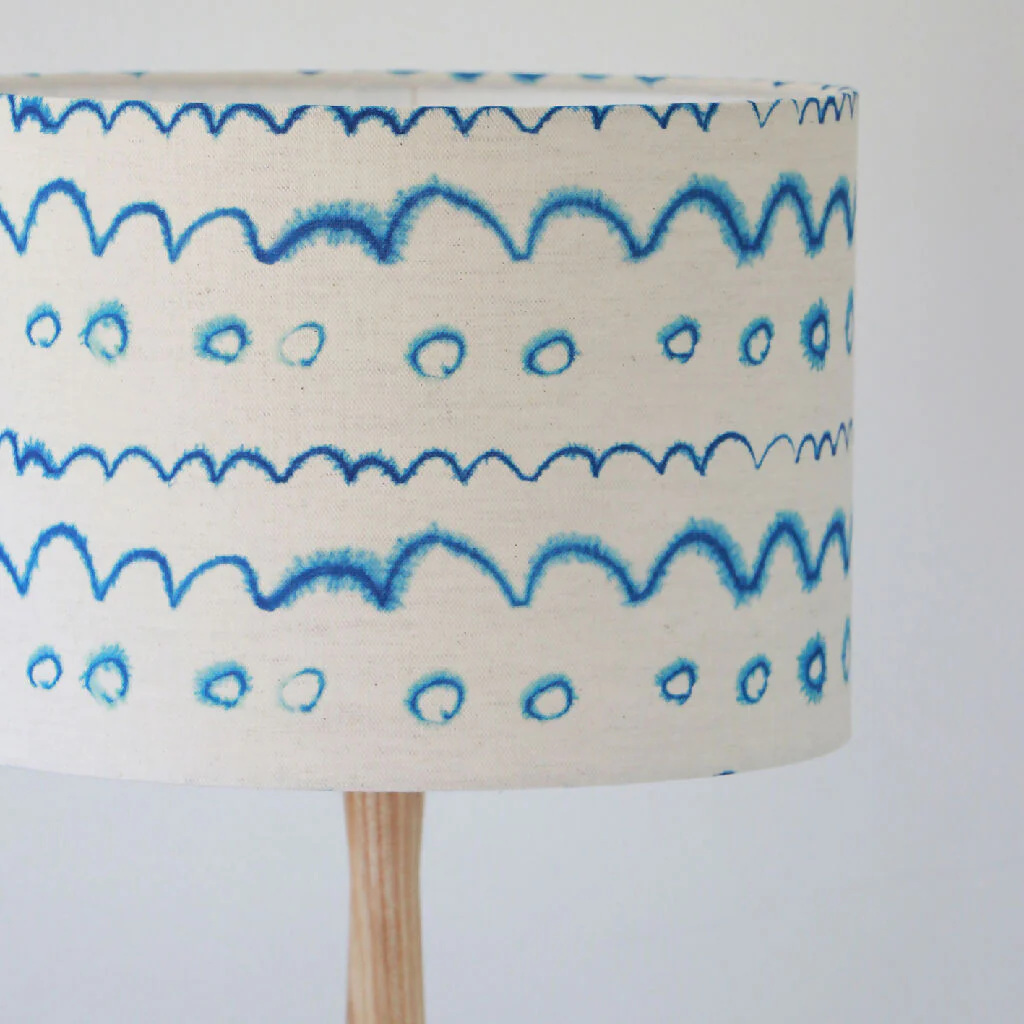 Circles in the Waves Stripe Luxury Linen Lampshade - Image 2
