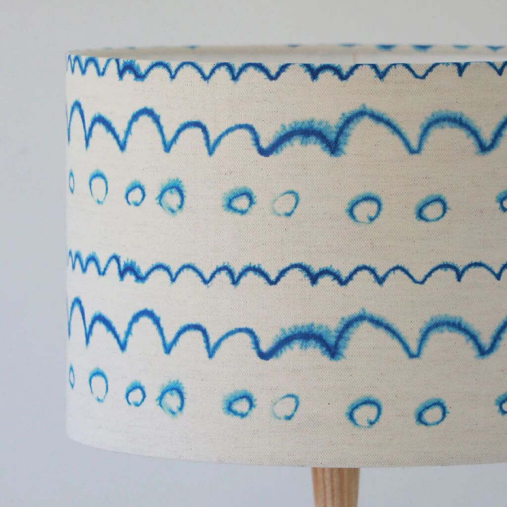 Circles in the Waves Stripe Luxury Linen Lampshade - Image 3