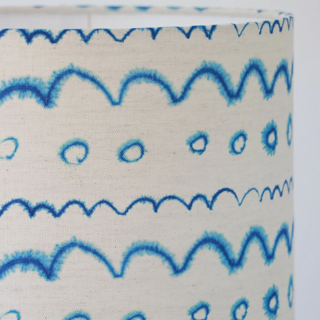 Circles in the Waves Stripe Luxury Linen Lampshade - Image 4