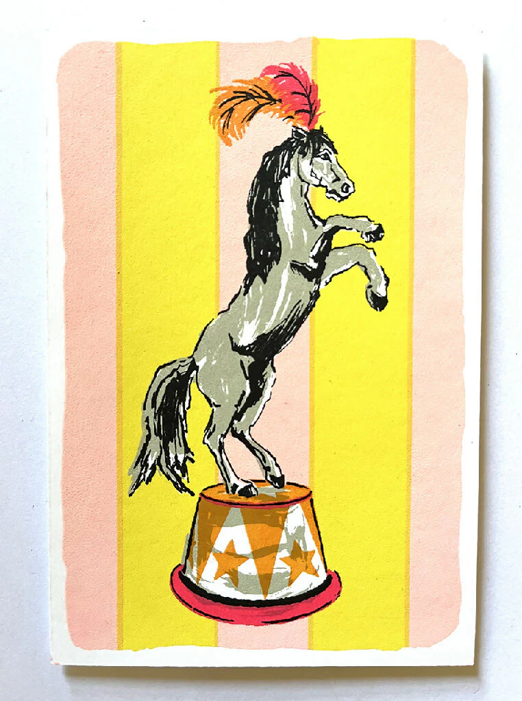 Circus Horse Hand Screenprinted Card - Image 3