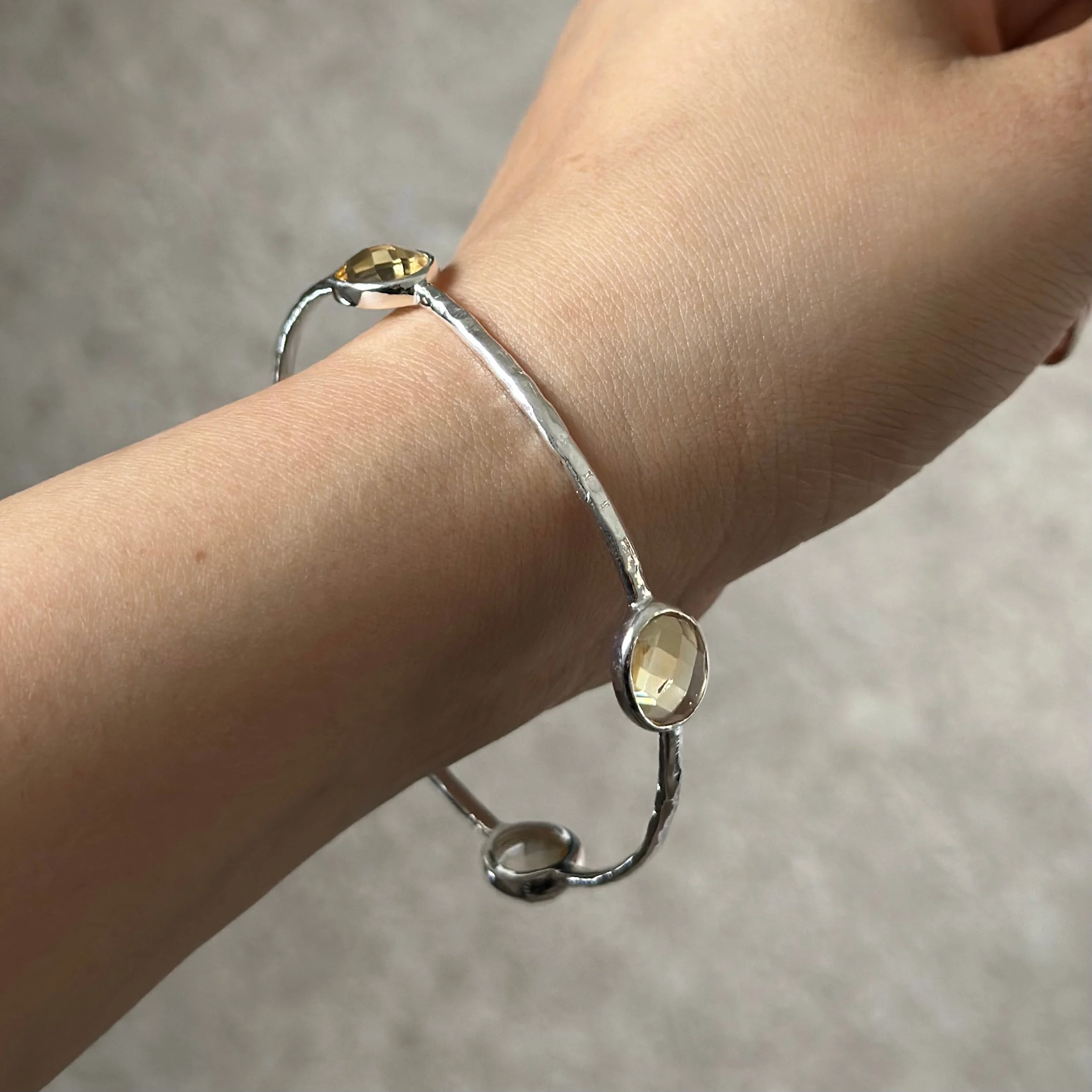 Citrine Gemstone Bangle in Sterling Silver - Image 4