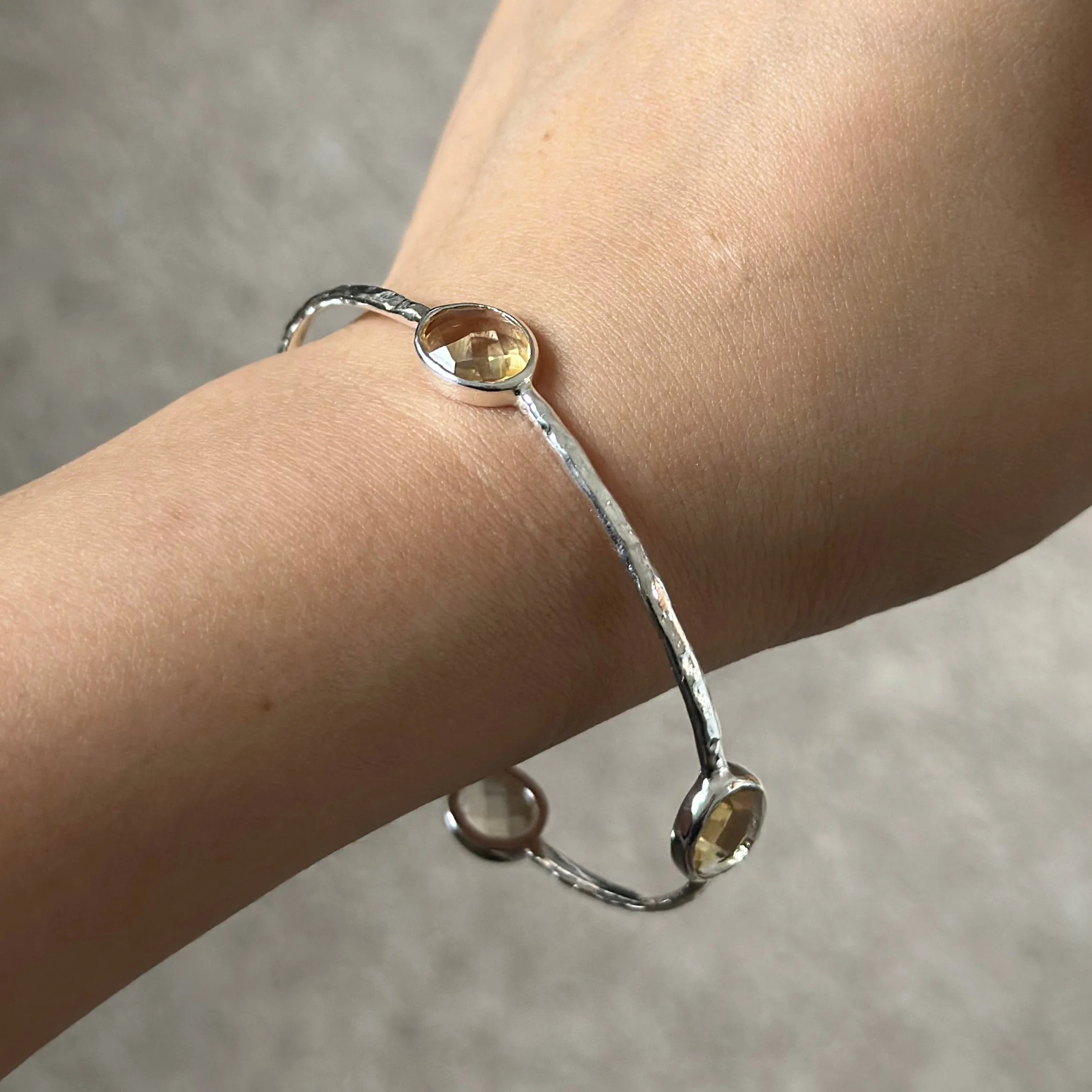 Citrine Gemstone Bangle in Sterling Silver - Image 5