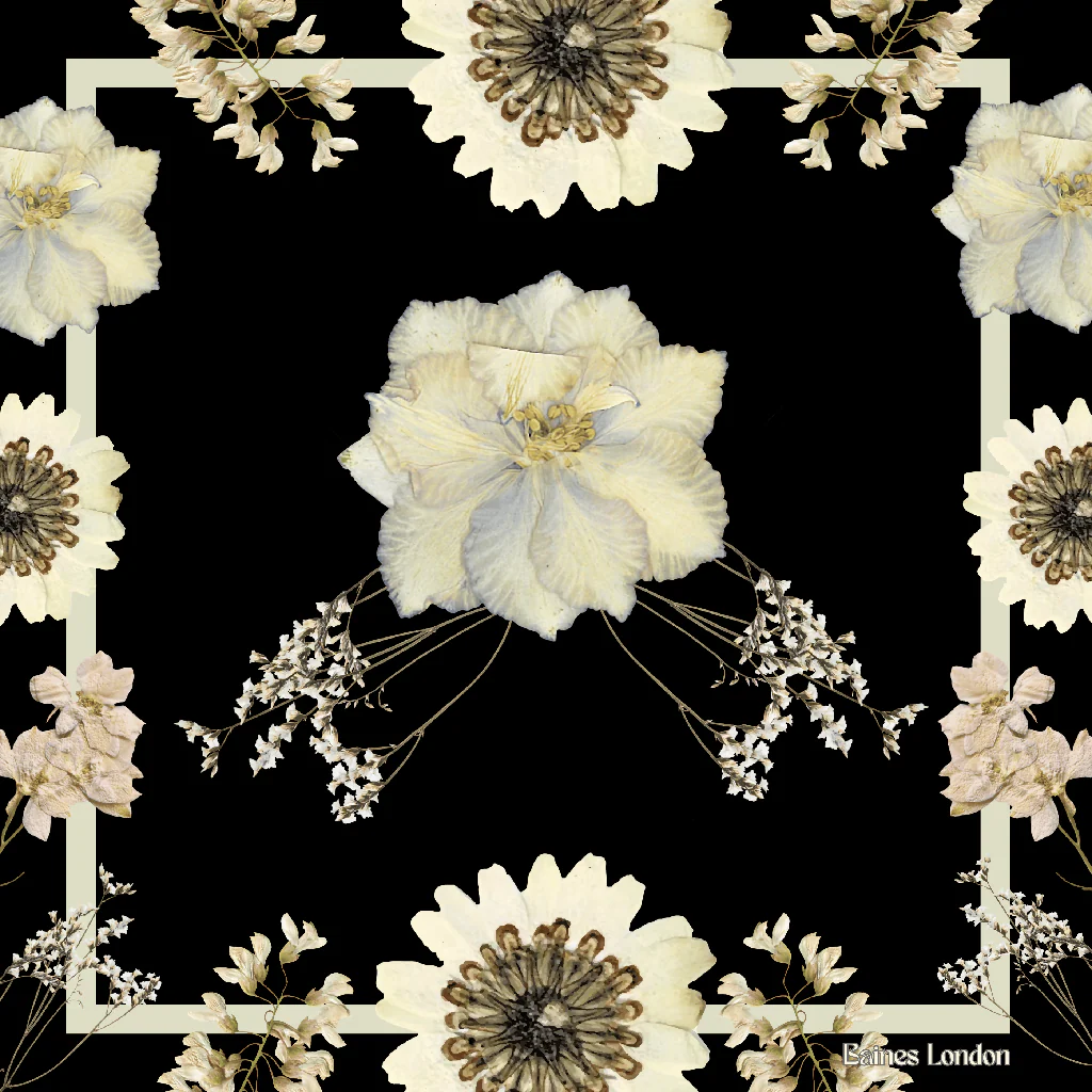 Classic black pure silk scarf 74cm square - Image 5