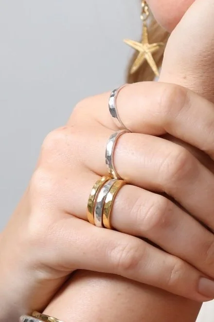 Classic Hammered Stacker Ring