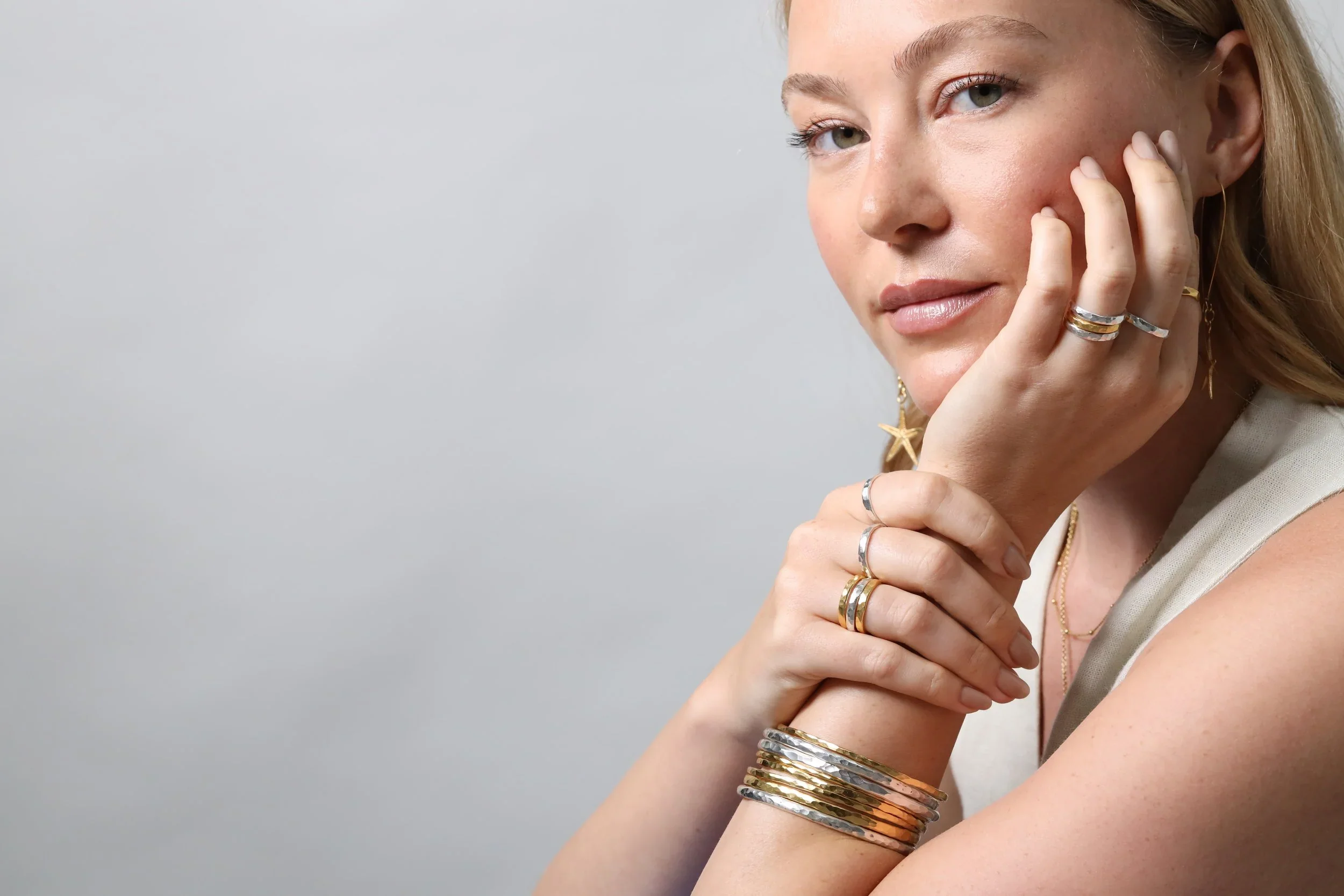 Classic Hammered Stacker Ring - Image 4