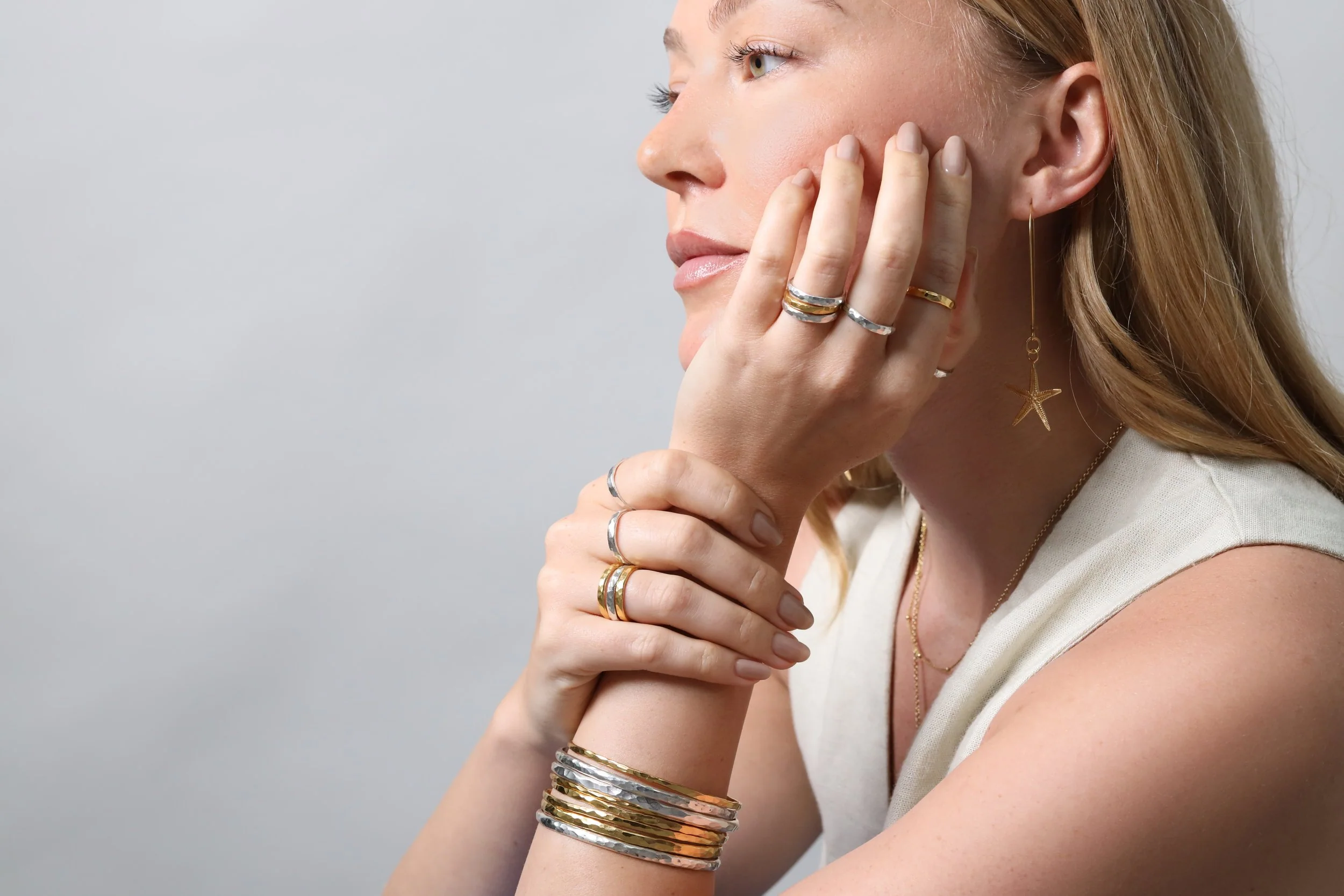 Classic Hammered Stacker Ring - Image 5