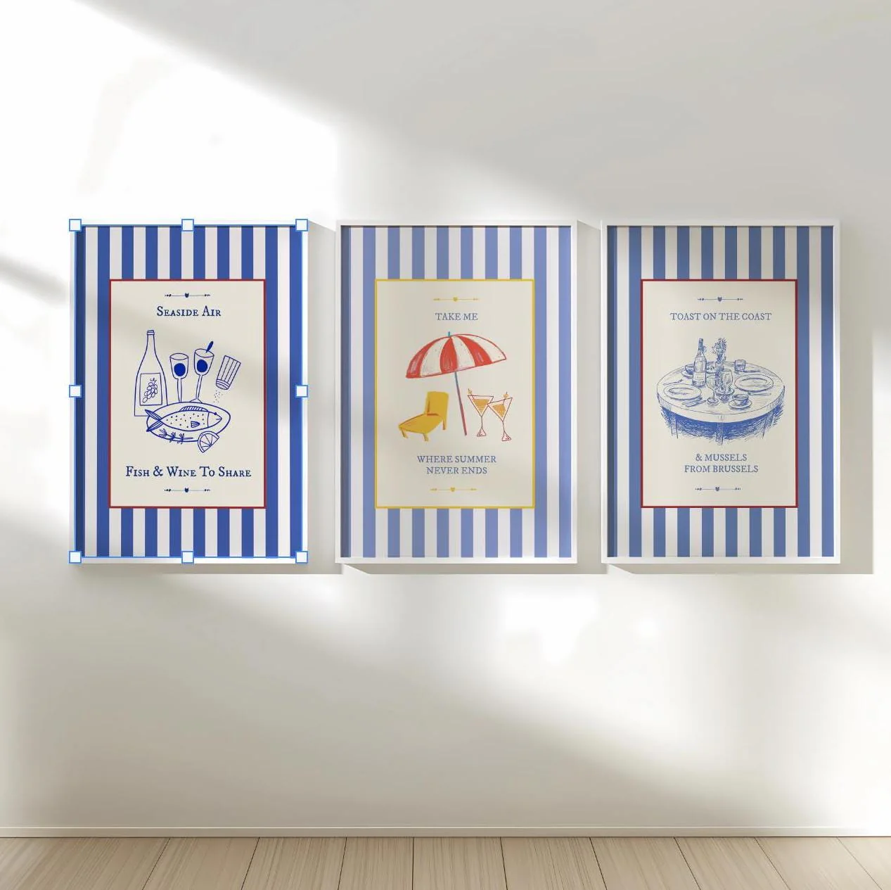 Coastal Art Print Striped Wall Art - Image 3