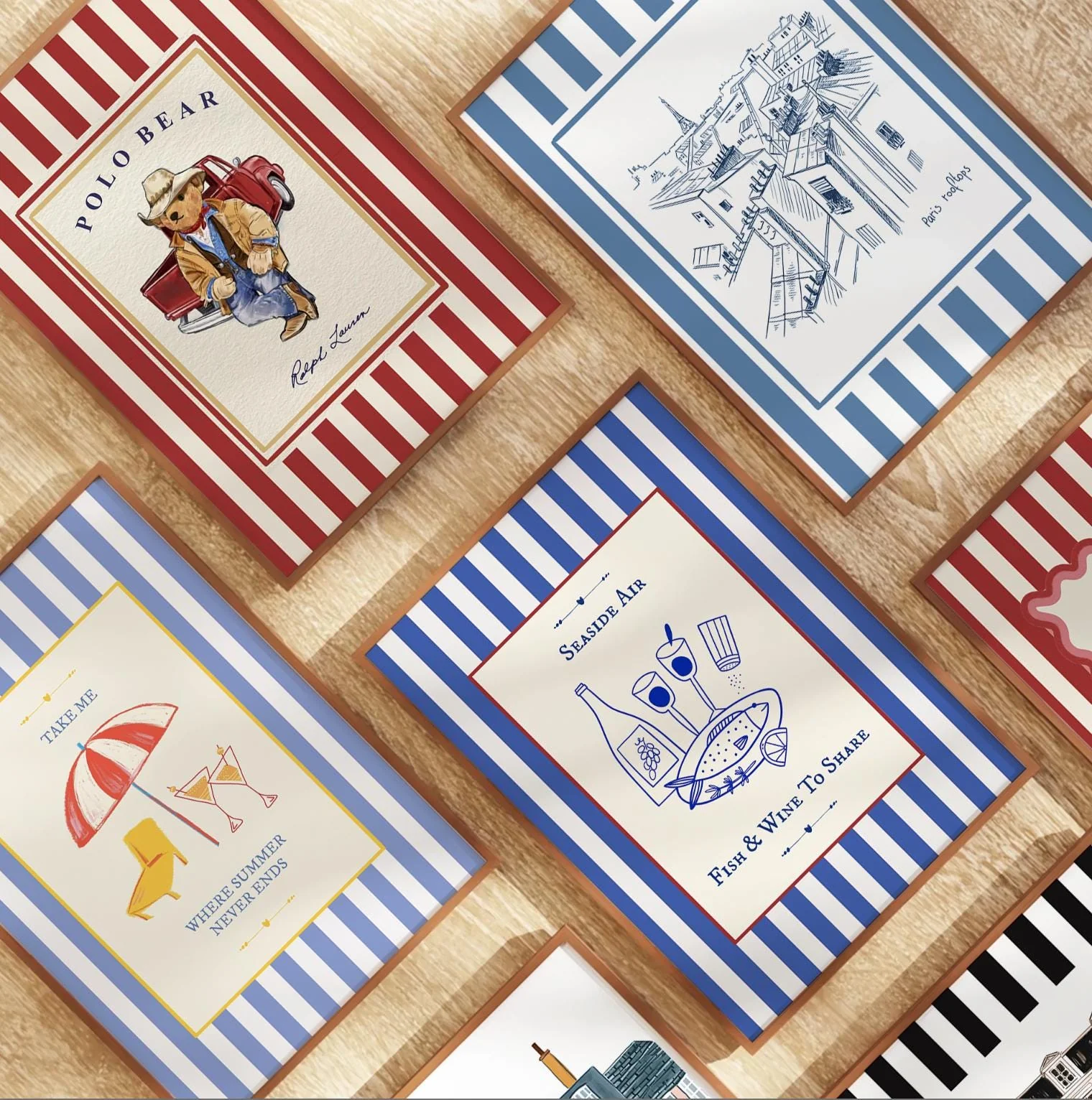 Coastal Art Print Striped Wall Art - Image 8