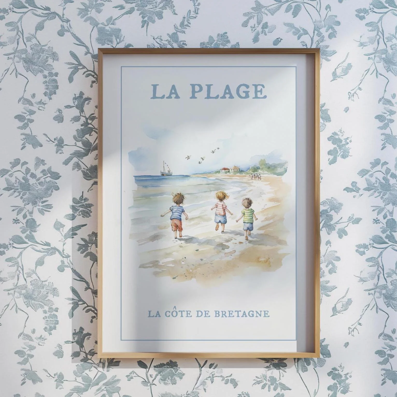 Coastal Beach Art Print La Plage Illustration