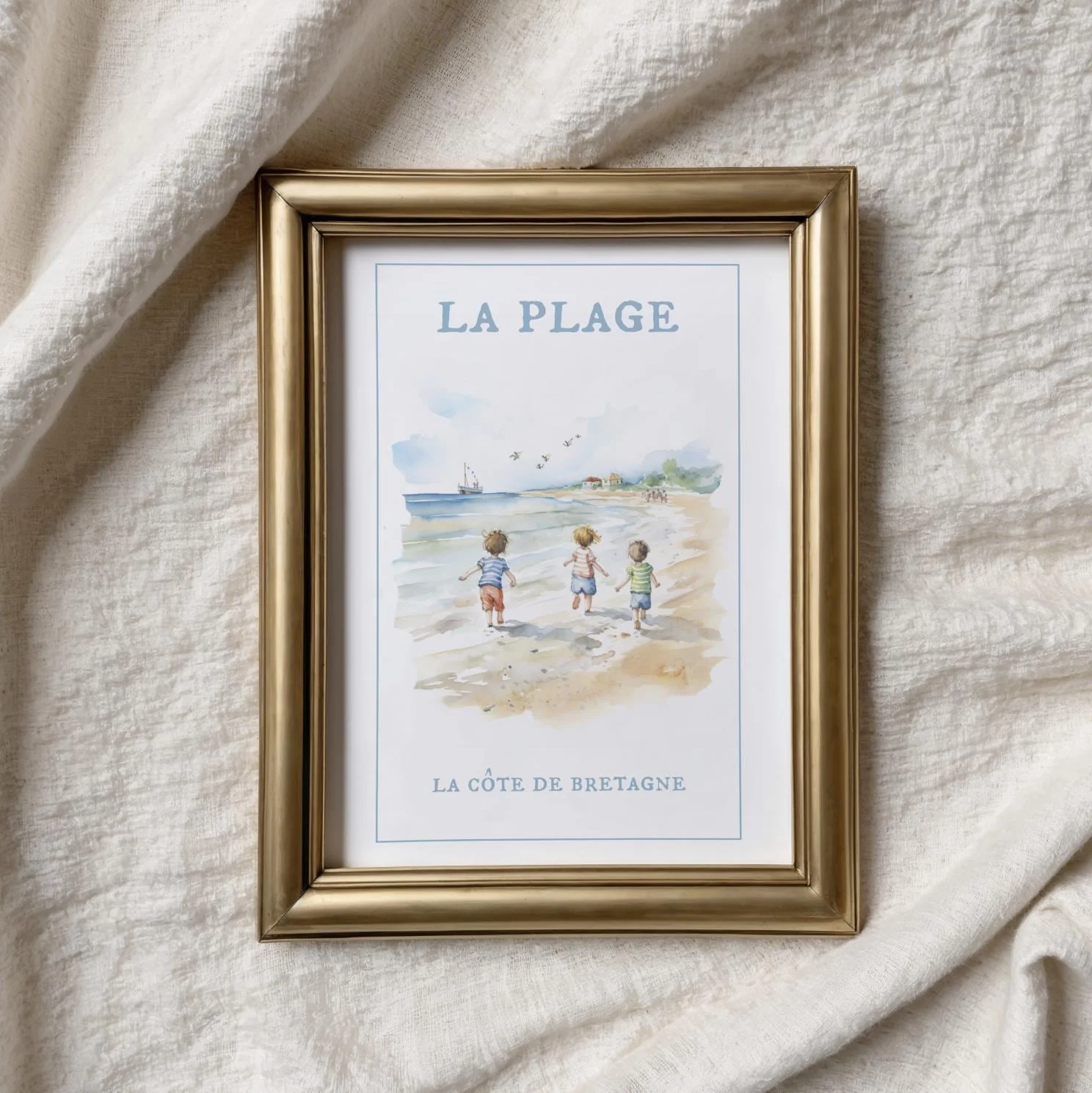 Coastal Beach Art Print La Plage Illustration - Image 7