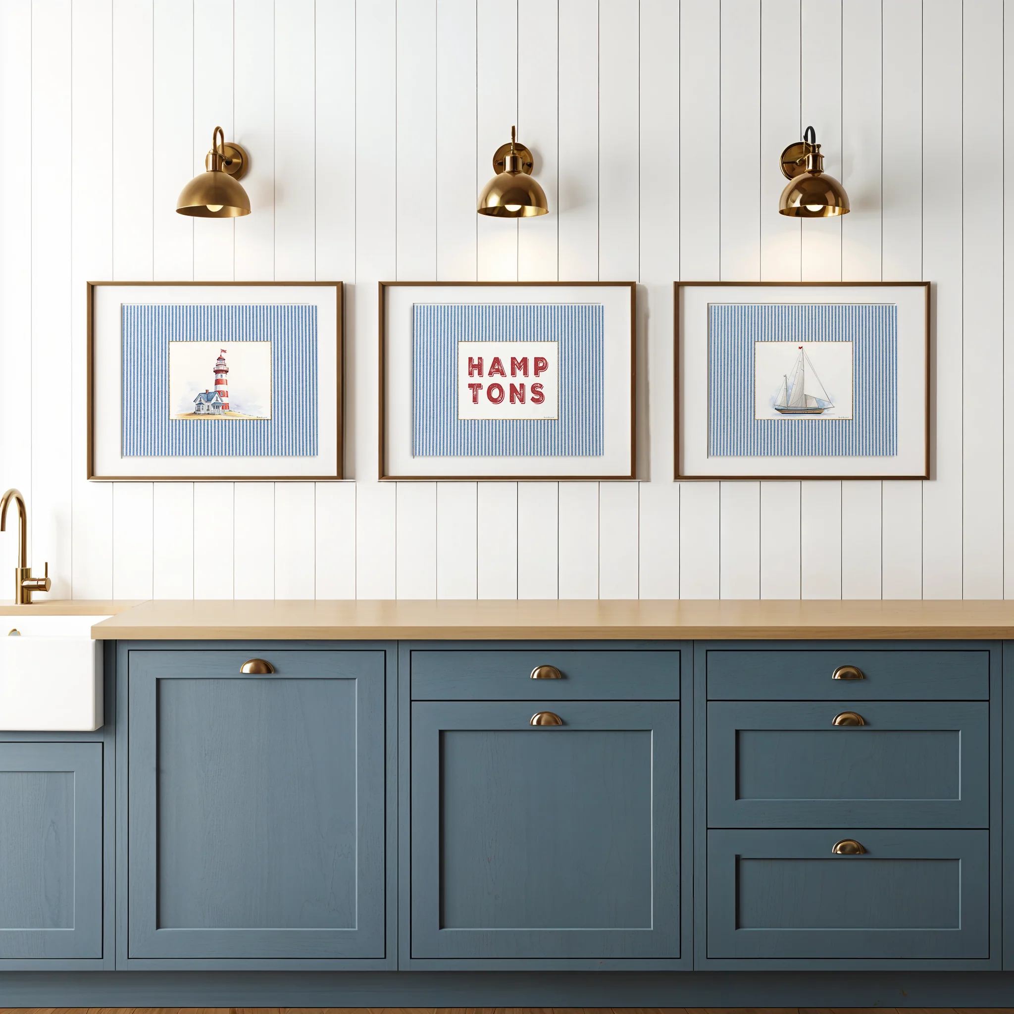 Coastal Print Set of 3 Sailboat Illustration Lighthouse Artwork Nantucket Hamptons Summer Wall Art - Image 10