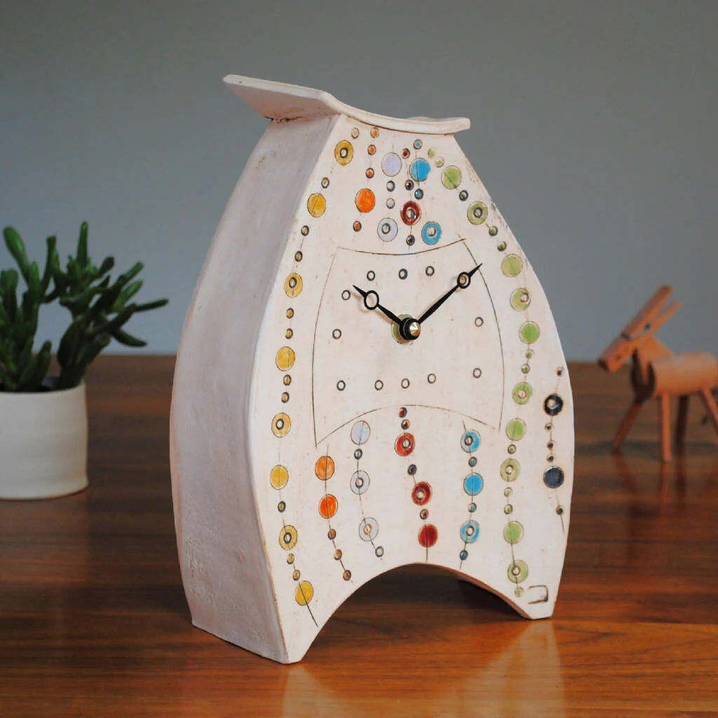 Large Mantel Clock with Colourful Beads - Image 3