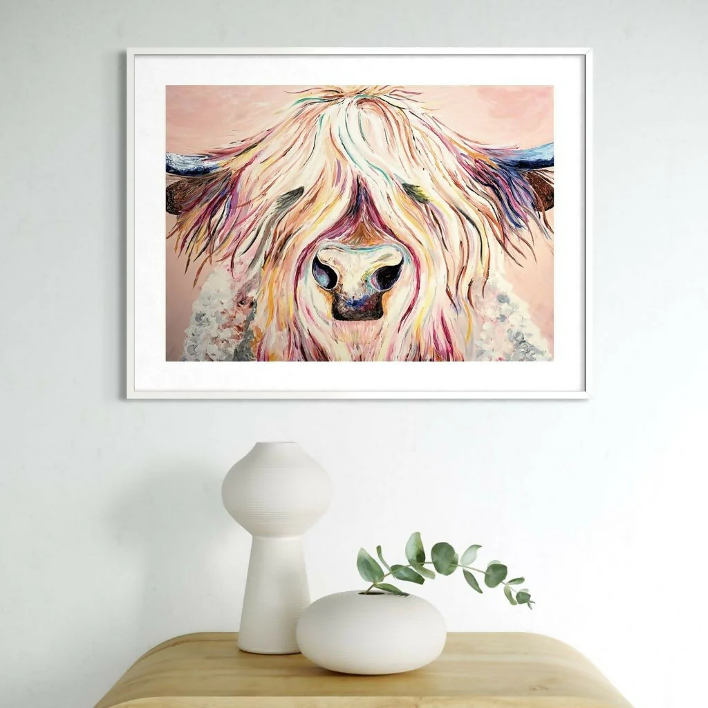 Colourful Highland Cow Art Print - Country Collection