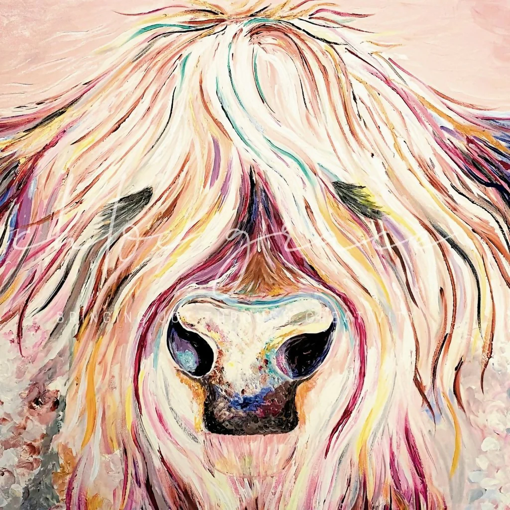 Colourful Highland Cow Art Print - Country Collection - Image 2