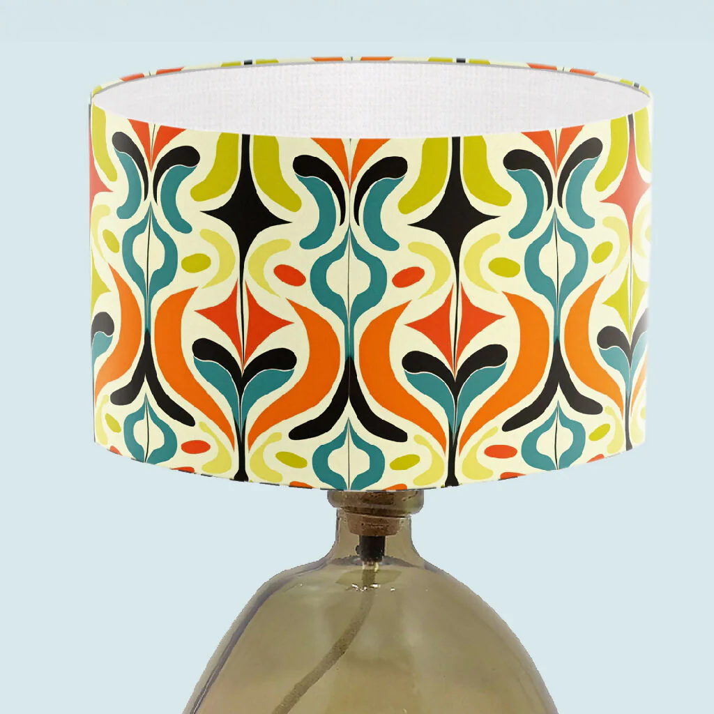 Colourful Retro Style Print Lampshade - Image 2