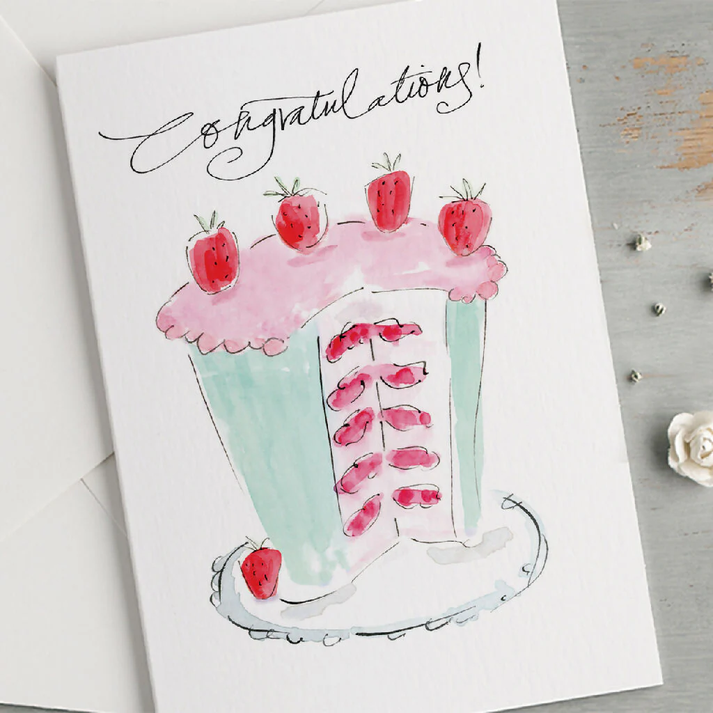 'Congratulations!' Strawberry Cake Greeting Card - Image 2