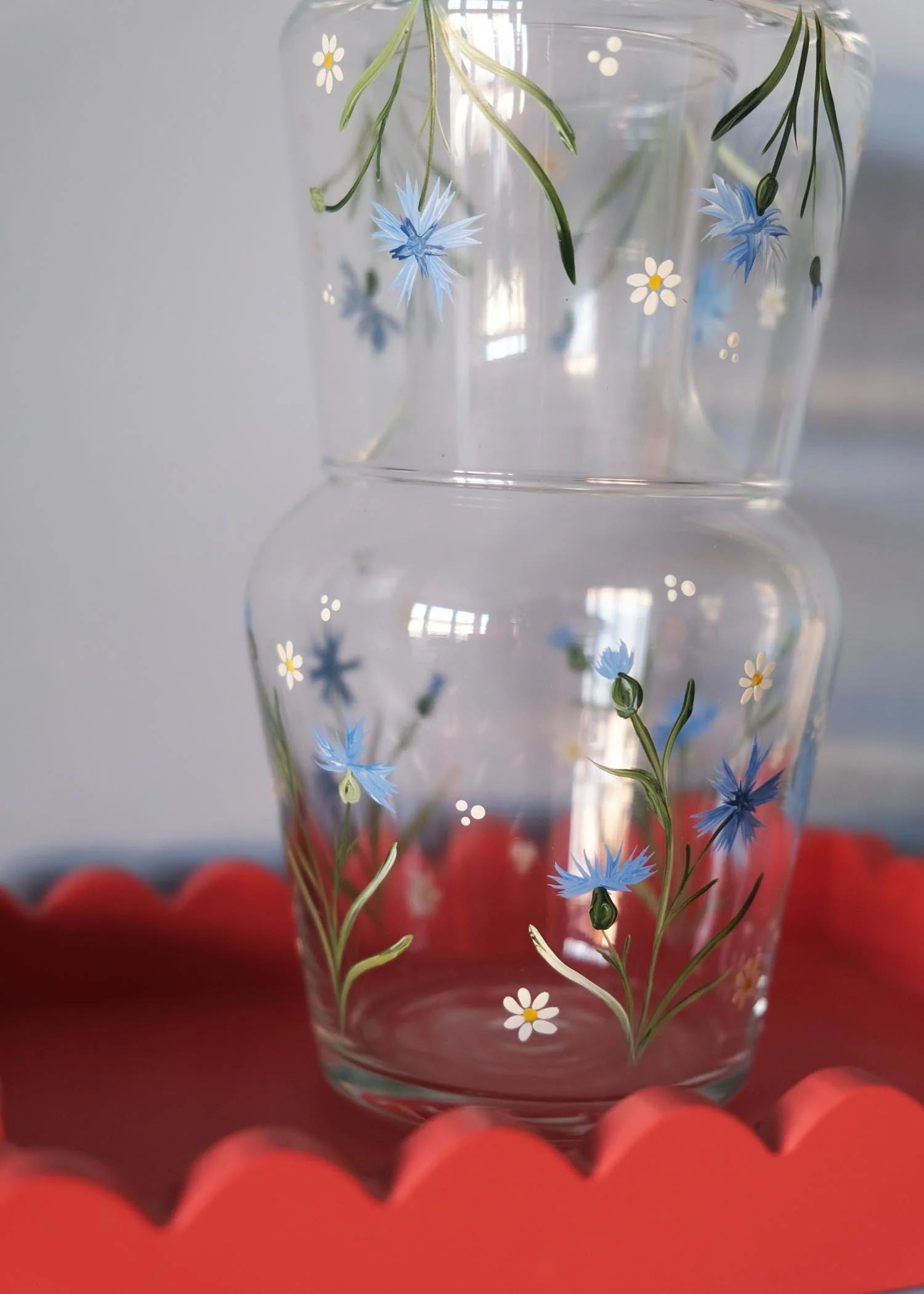Cornflower & daisy carafe & glass set - Image 2
