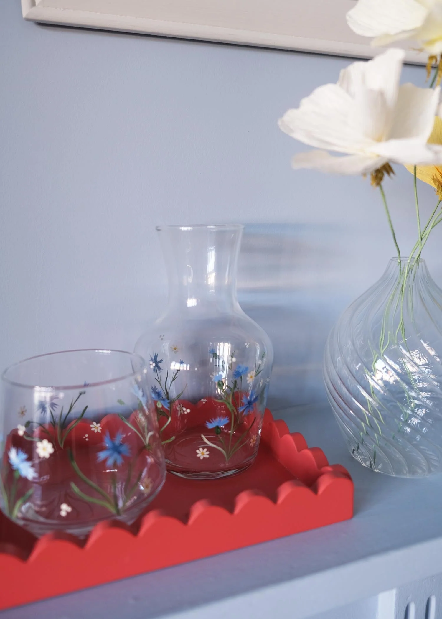 Cornflower & daisy carafe & glass set - Image 3