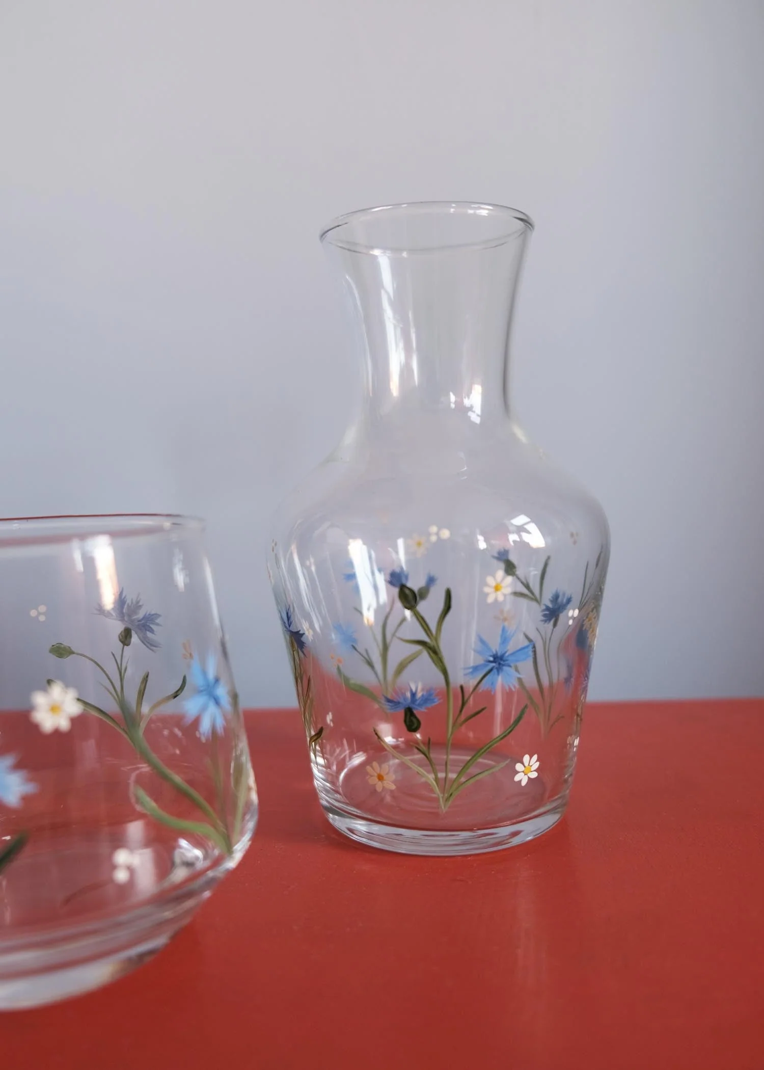 Cornflower & daisy carafe & glass set - Image 5
