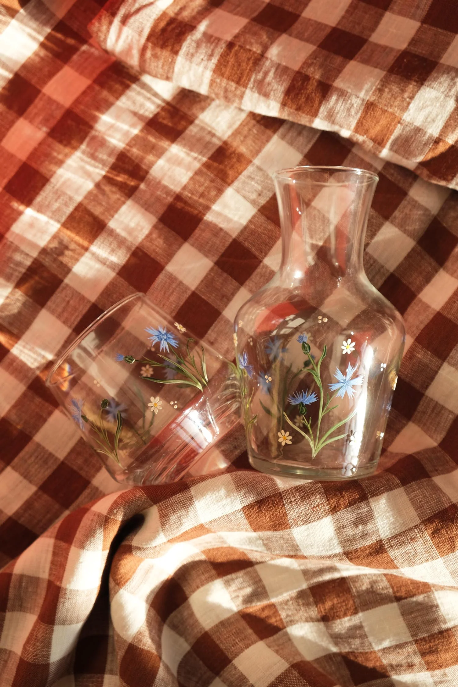 Cornflower & daisy carafe & glass set - Image 8