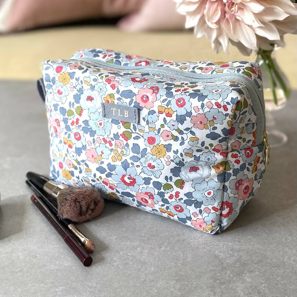 Cosmetic Bag with Personalised Leather Detail - Image 4