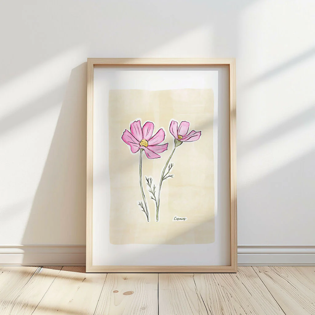 Cosmos Flower Illustration Print - Image 3