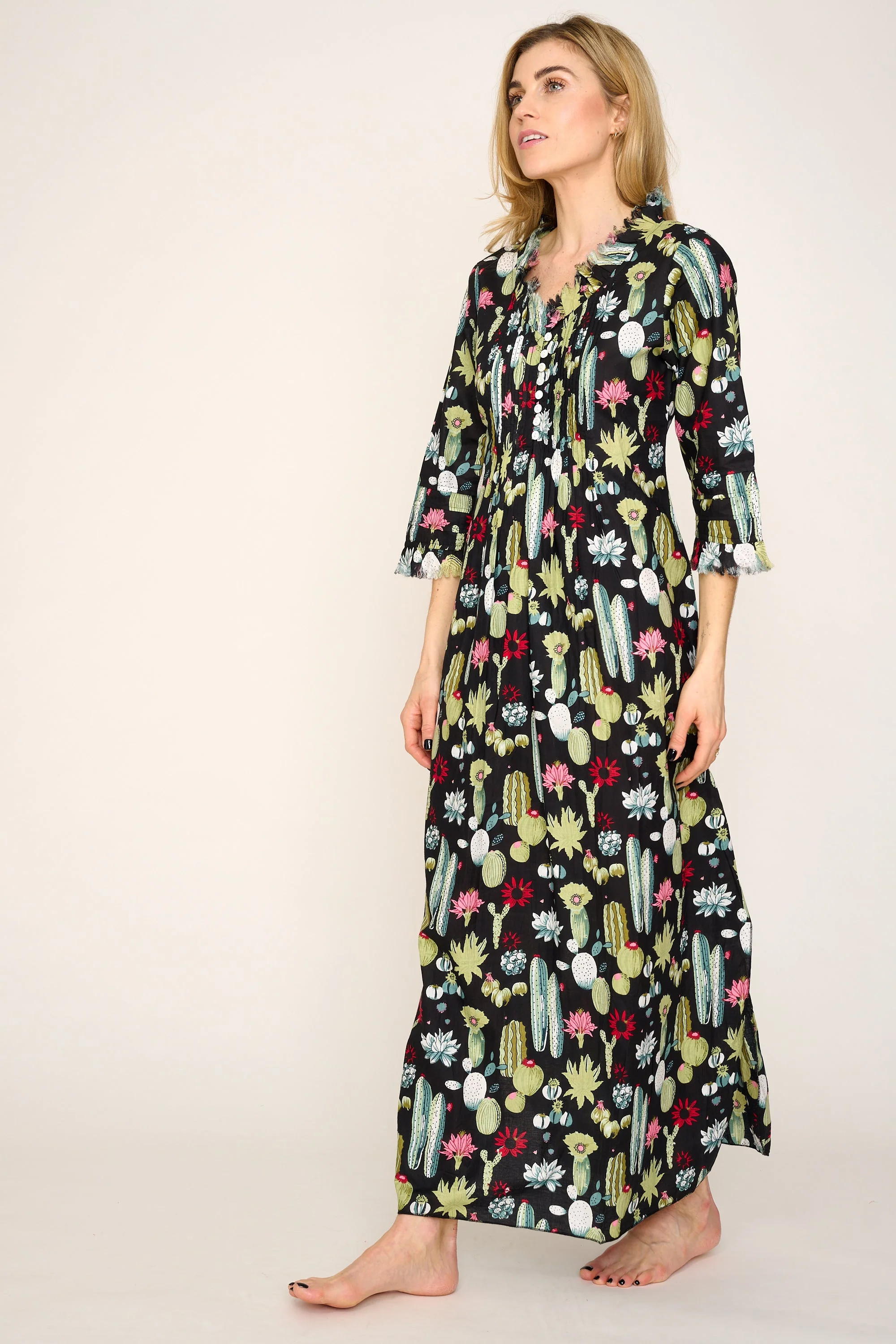 Cotton Annabel Maxi Dress in Black Cactus - Image 2