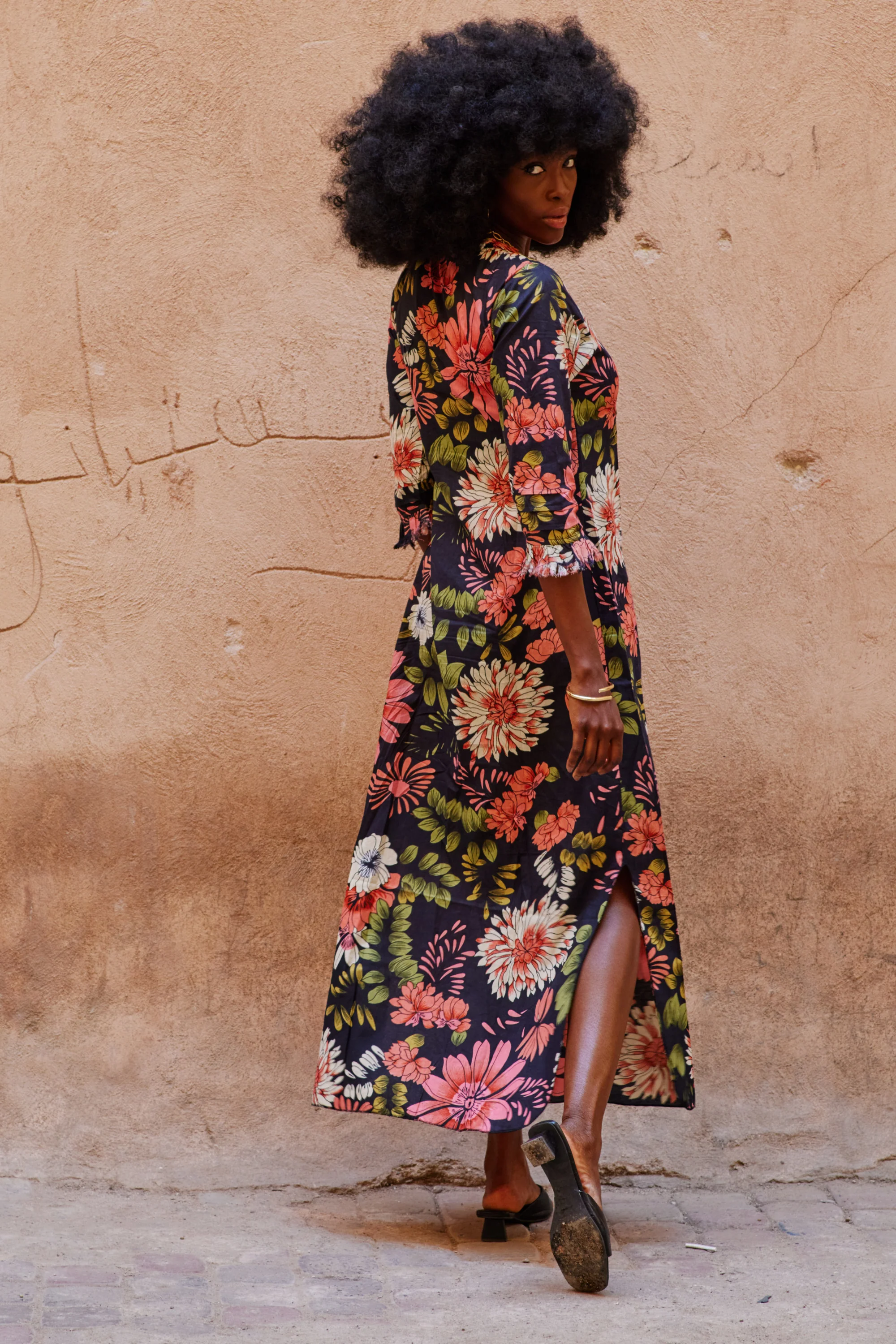 Cotton Annabel Maxi Dress in Black Floral - Image 11