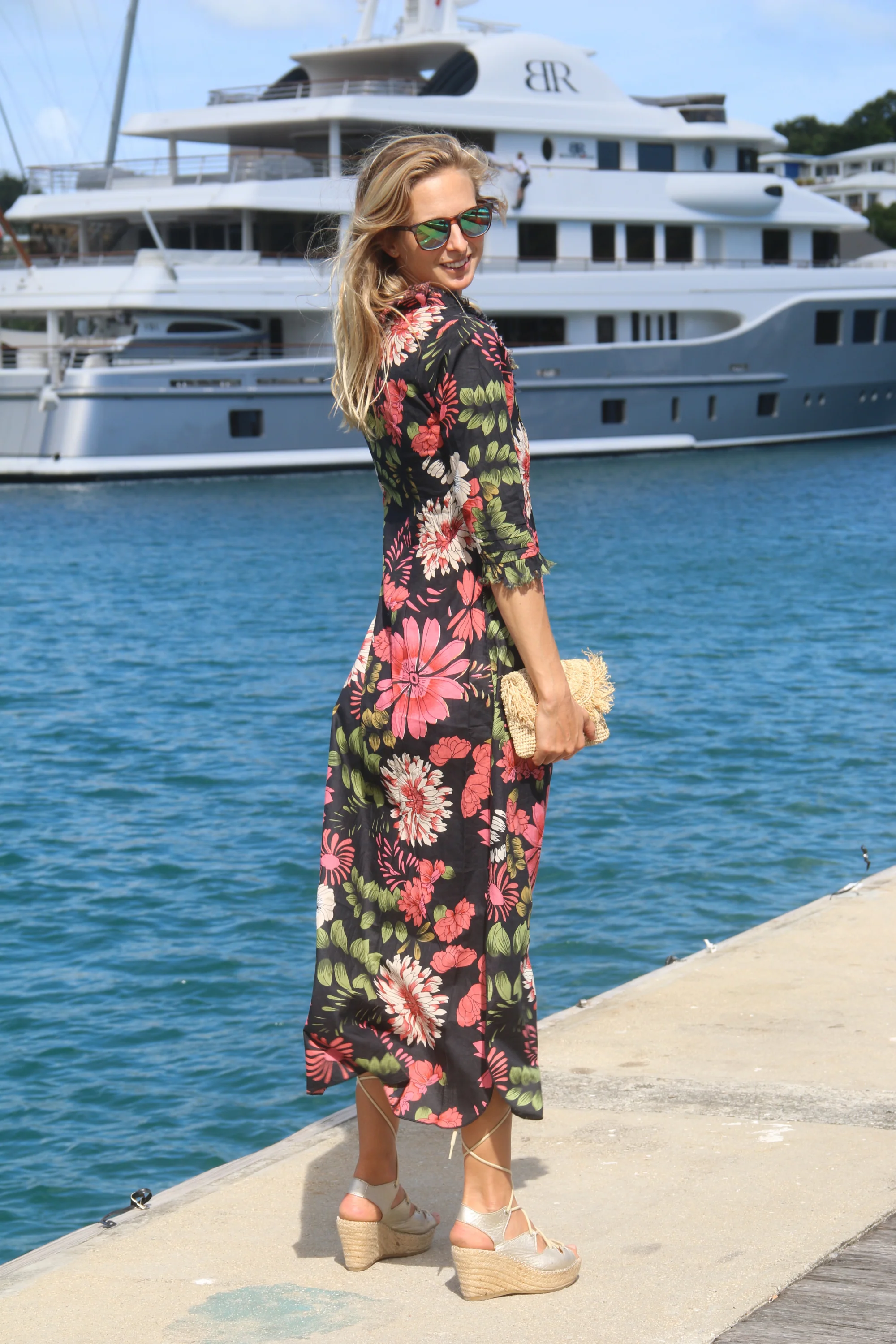 Cotton Annabel Maxi Dress in Black Floral - Image 13