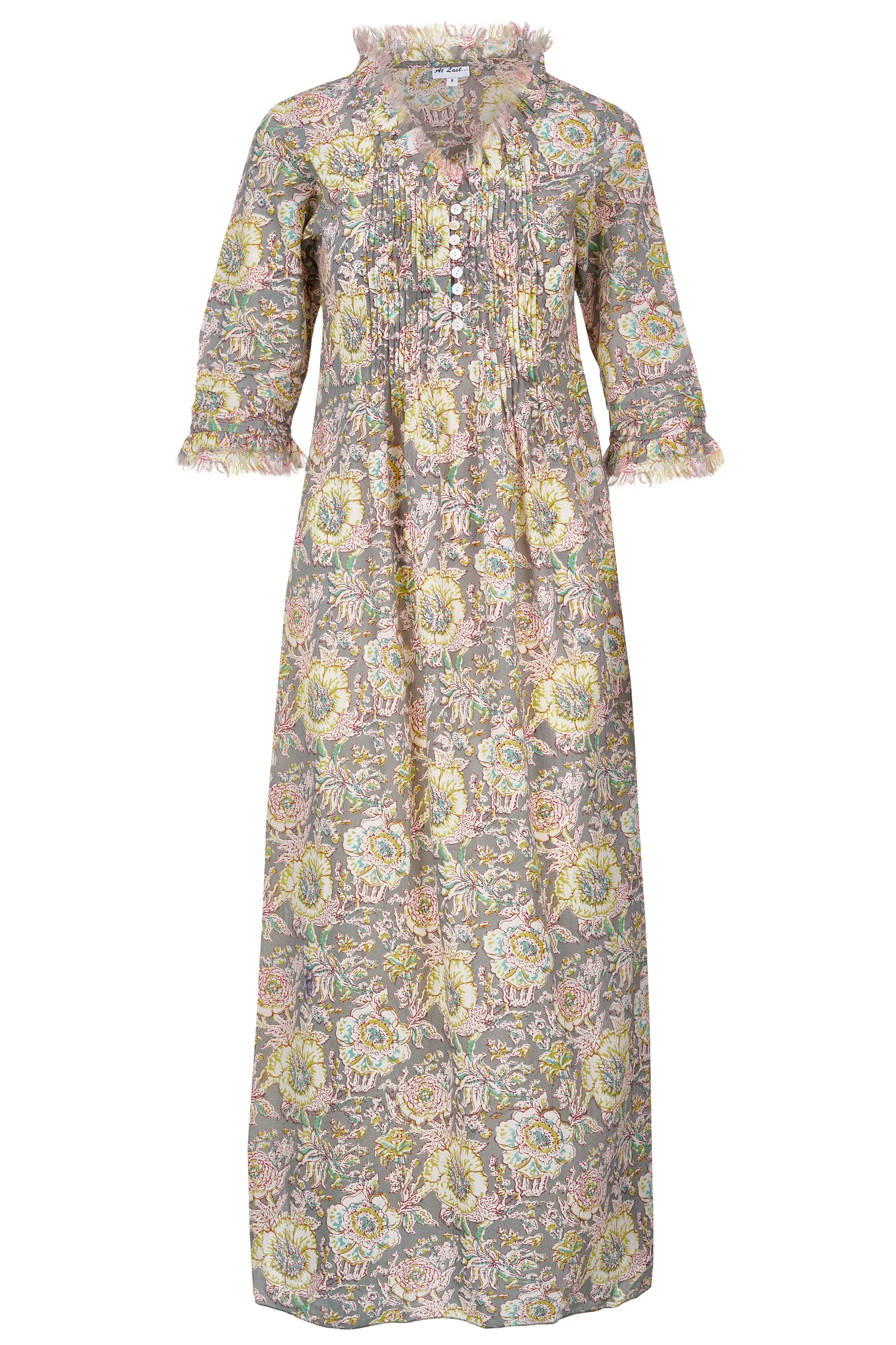 Cotton Annabel Maxi Dress in Dove Grey Floral - Image 4