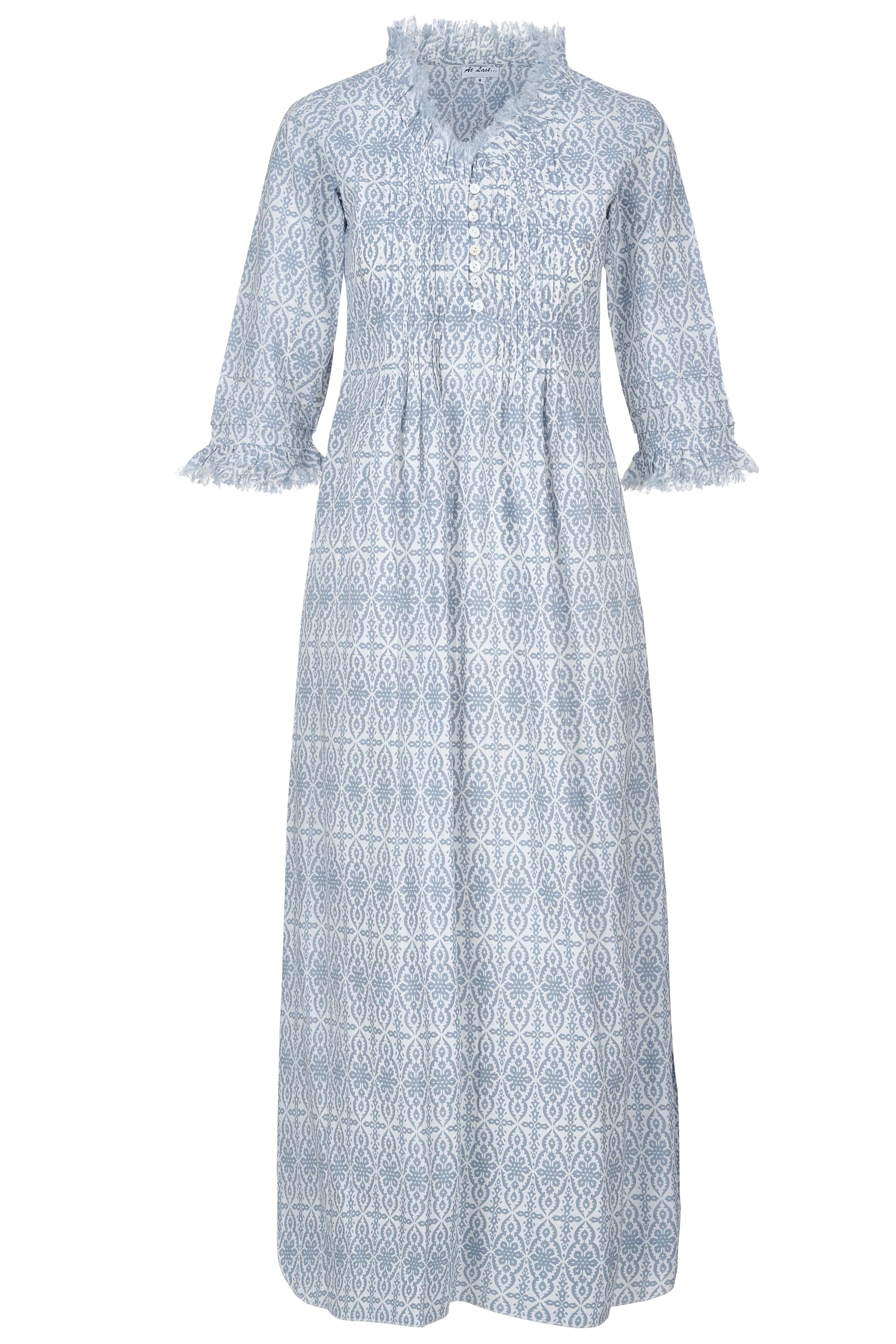 Cotton Annabel Maxi Dress in Dove Grey & White - Image 4